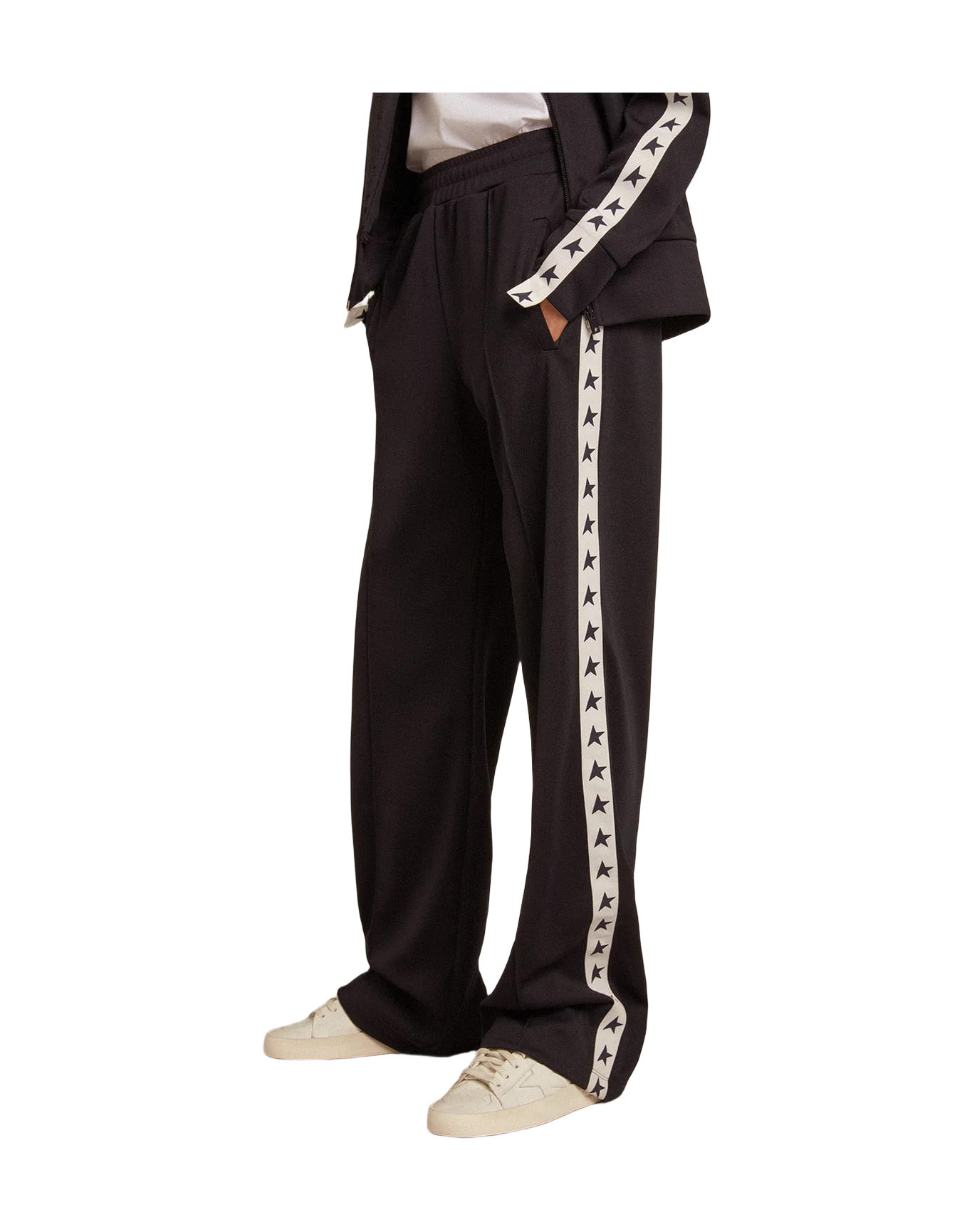 Women | Dark Blue Joggers with White Strip & Contrasting Stars | Dark Blue x White - Image 3