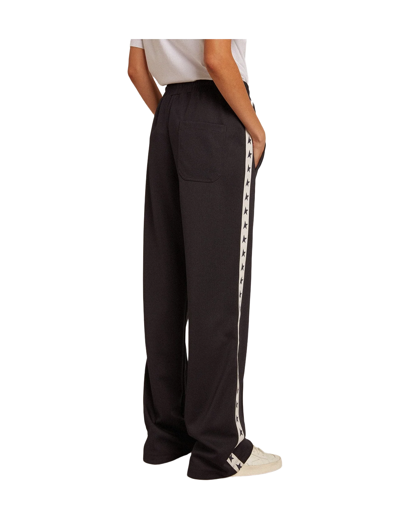 Women | Dark Blue Joggers with White Strip & Contrasting Stars | Dark Blue x White - Image 4