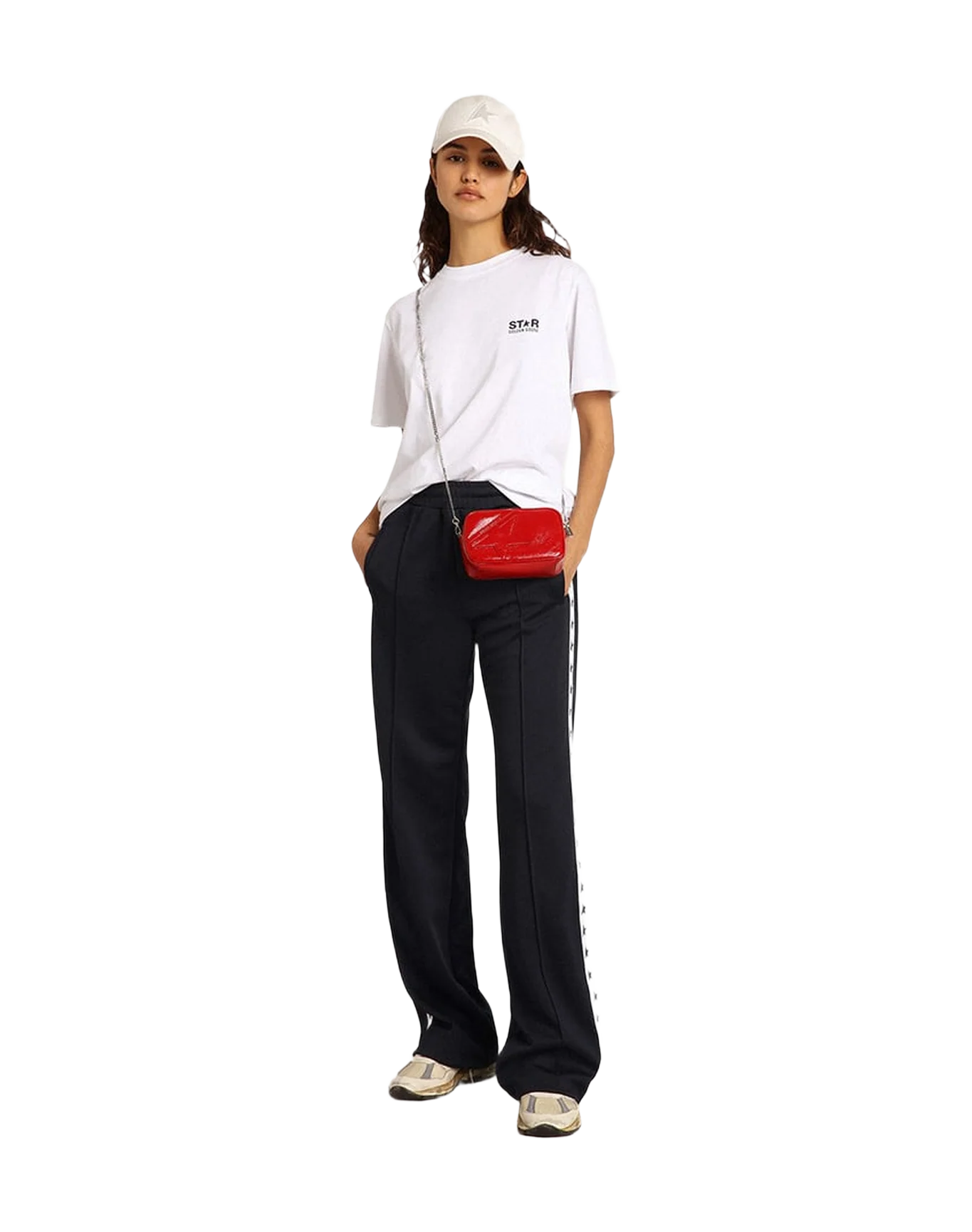 Women | Dark Blue Joggers with White Strip & Contrasting Stars | Dark Blue x White - Image 6