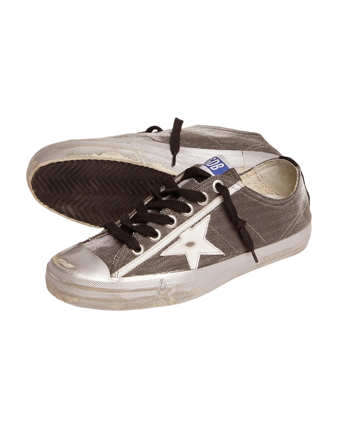 Women | Dark Gray V-Star Ltd Sneakers with Checkered Pattern & White Star | Dark Grey x White x Black