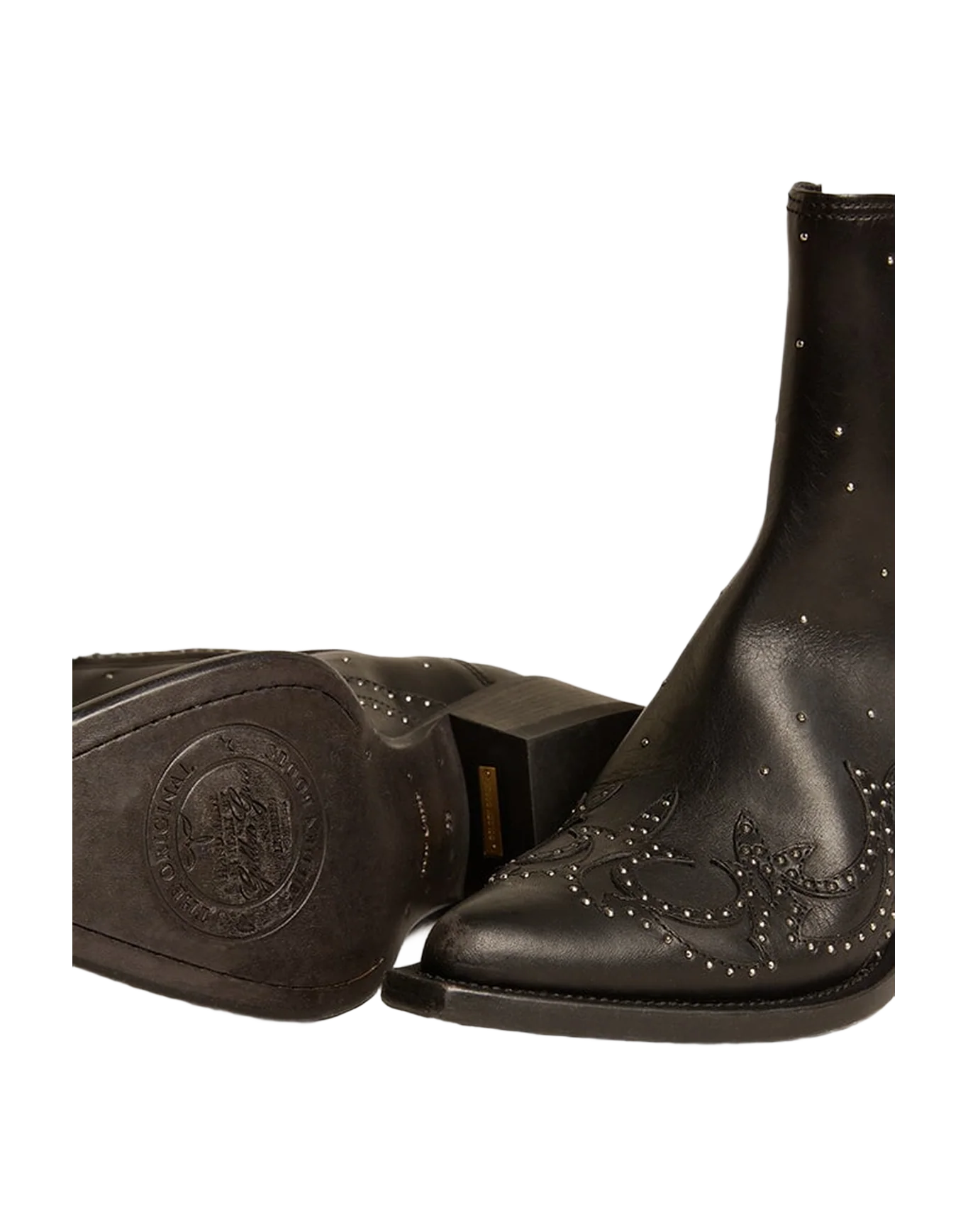 Women | Debbie Wo Ankle Boot Black Leather with Studs | Black - Image 2
