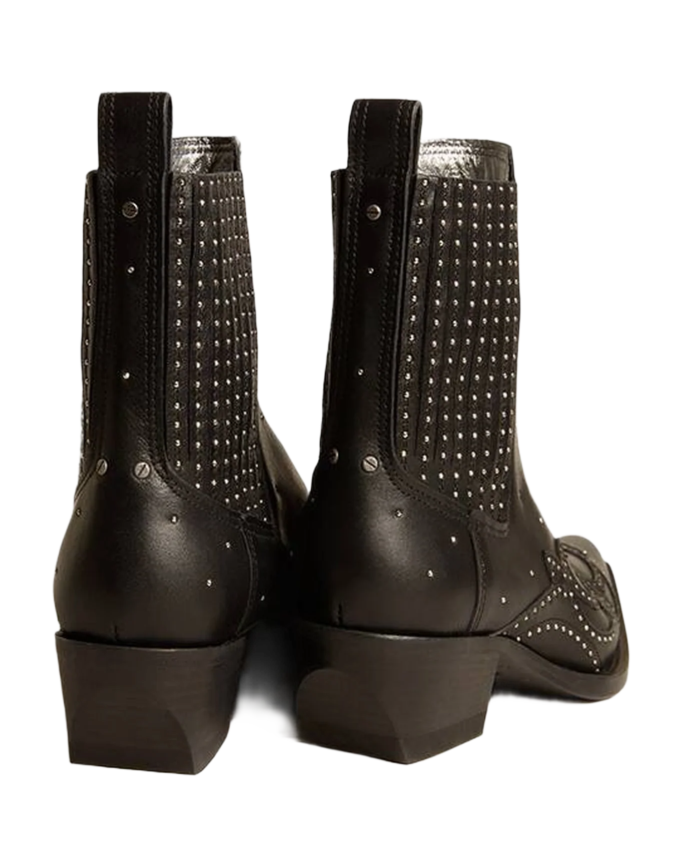 Women | Debbie Wo Ankle Boot Black Leather with Studs | Black - Image 4