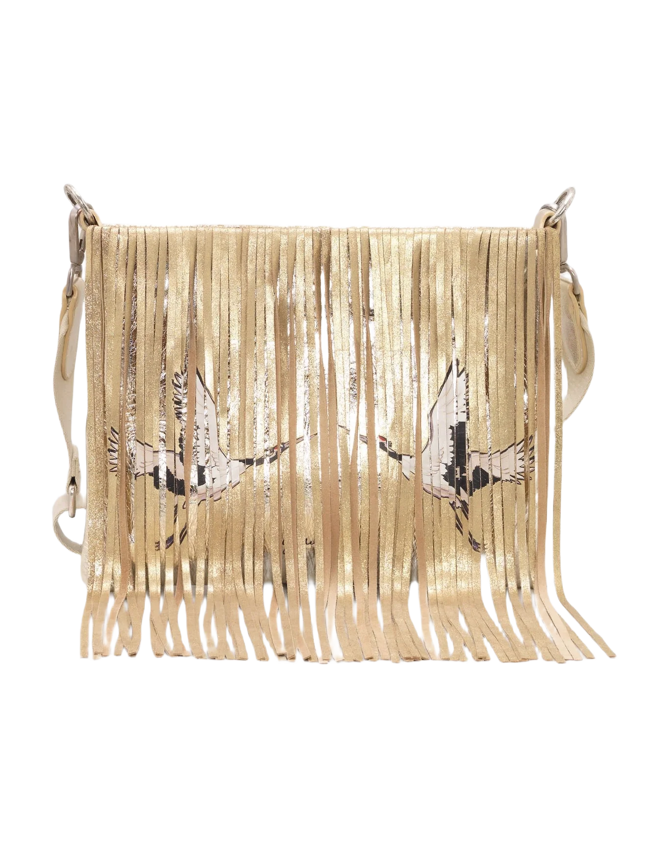 Women | Demi Hobo Bag Laminated Leather with Fringe - Image 7
