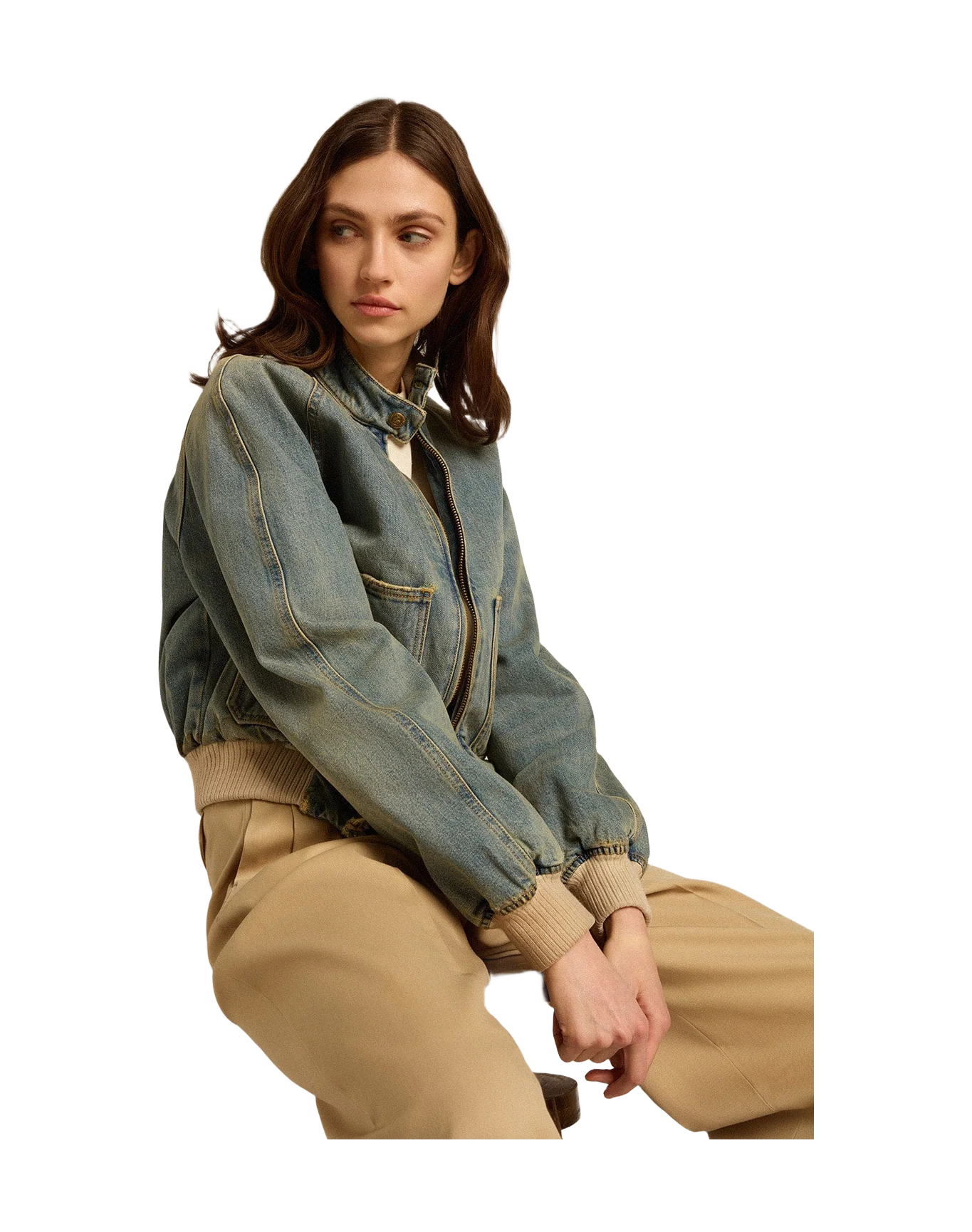 Women | Denim Bomber Jacket | Blue - Image 3