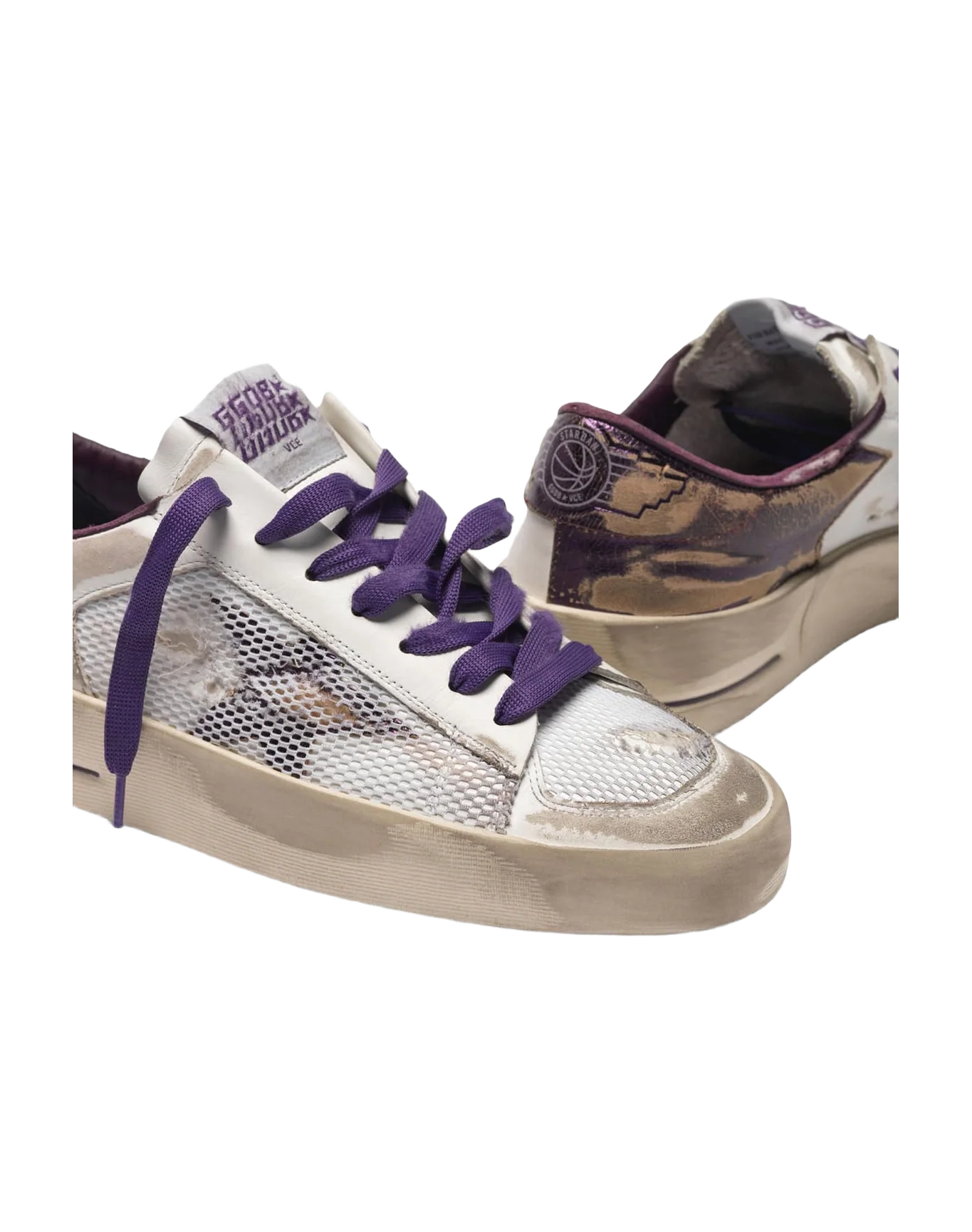 Women | Distressed White & Purple Stardan Ltd Sneakers - Image 4