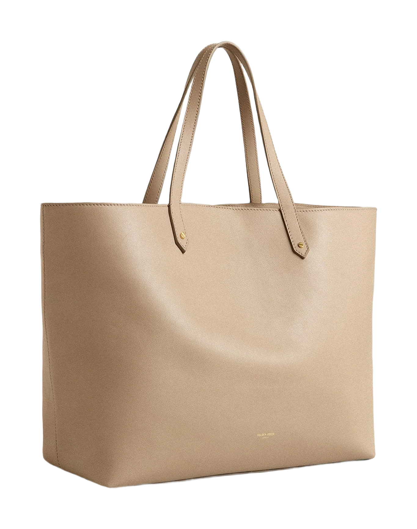 Women | Dove-Gray Pasadena Bag Smooth Leather with Gold Logo | Taupe - Image 4