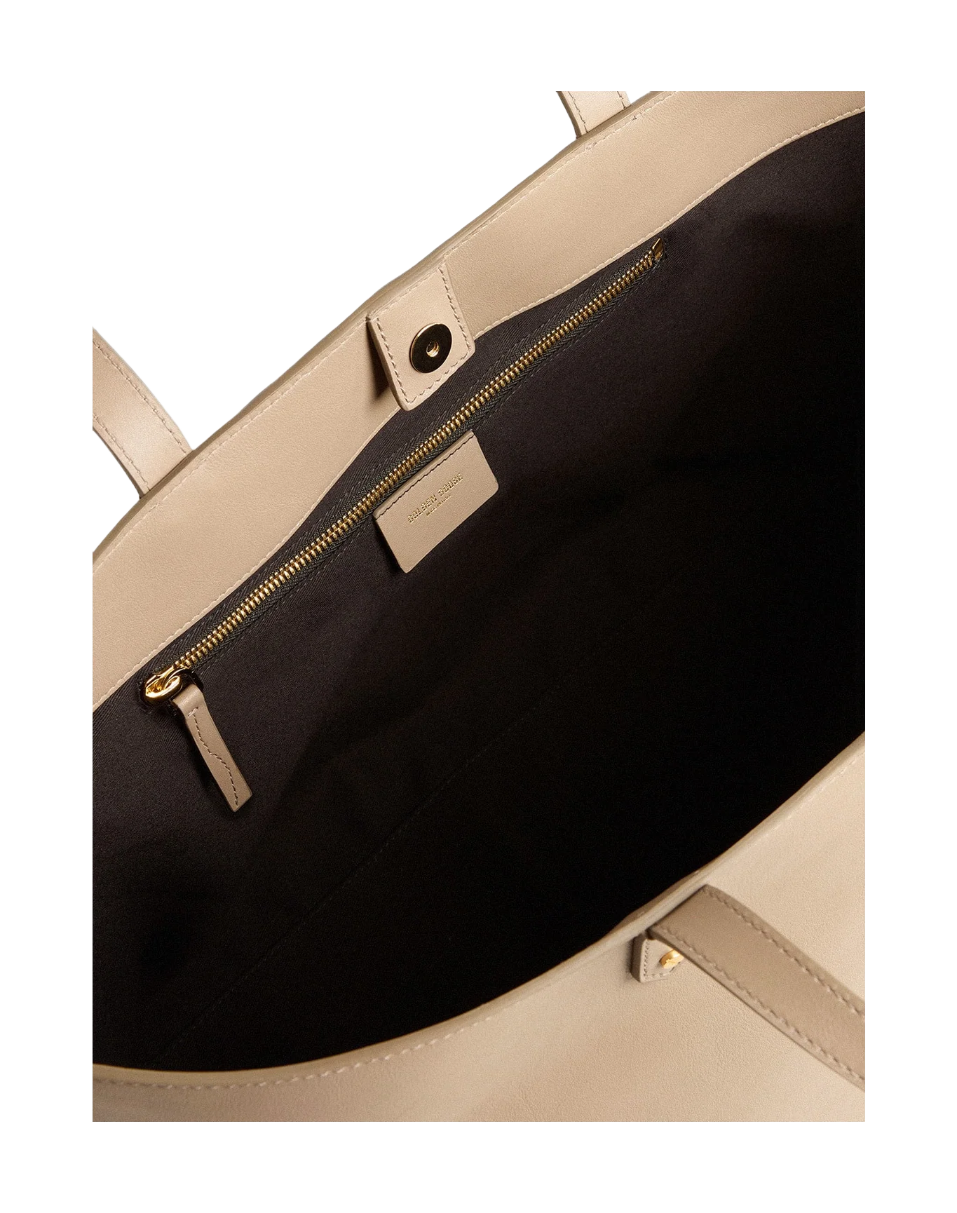 Women | Dove-Gray Pasadena Bag Smooth Leather with Gold Logo | Taupe - Image 6