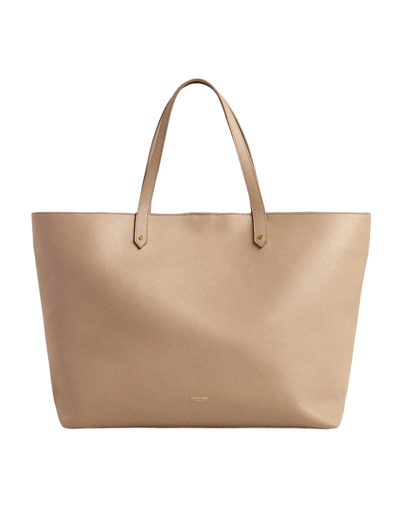 Women | Dove-Gray Pasadena Bag Smooth Leather with Gold Logo | Taupe - Image 7