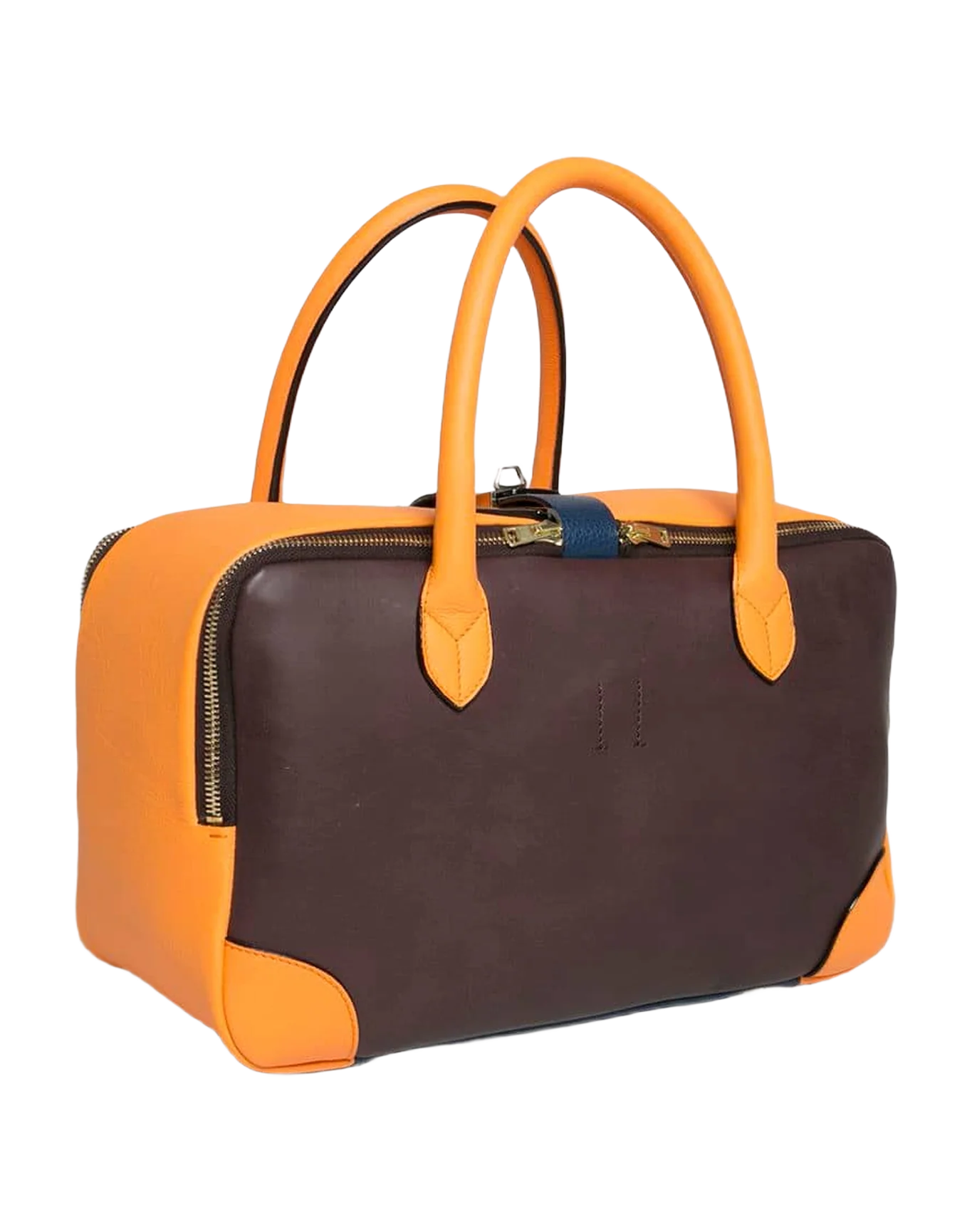 Women | Equipage Bag Tri-Color Orange, Navy & Brown - Image 2