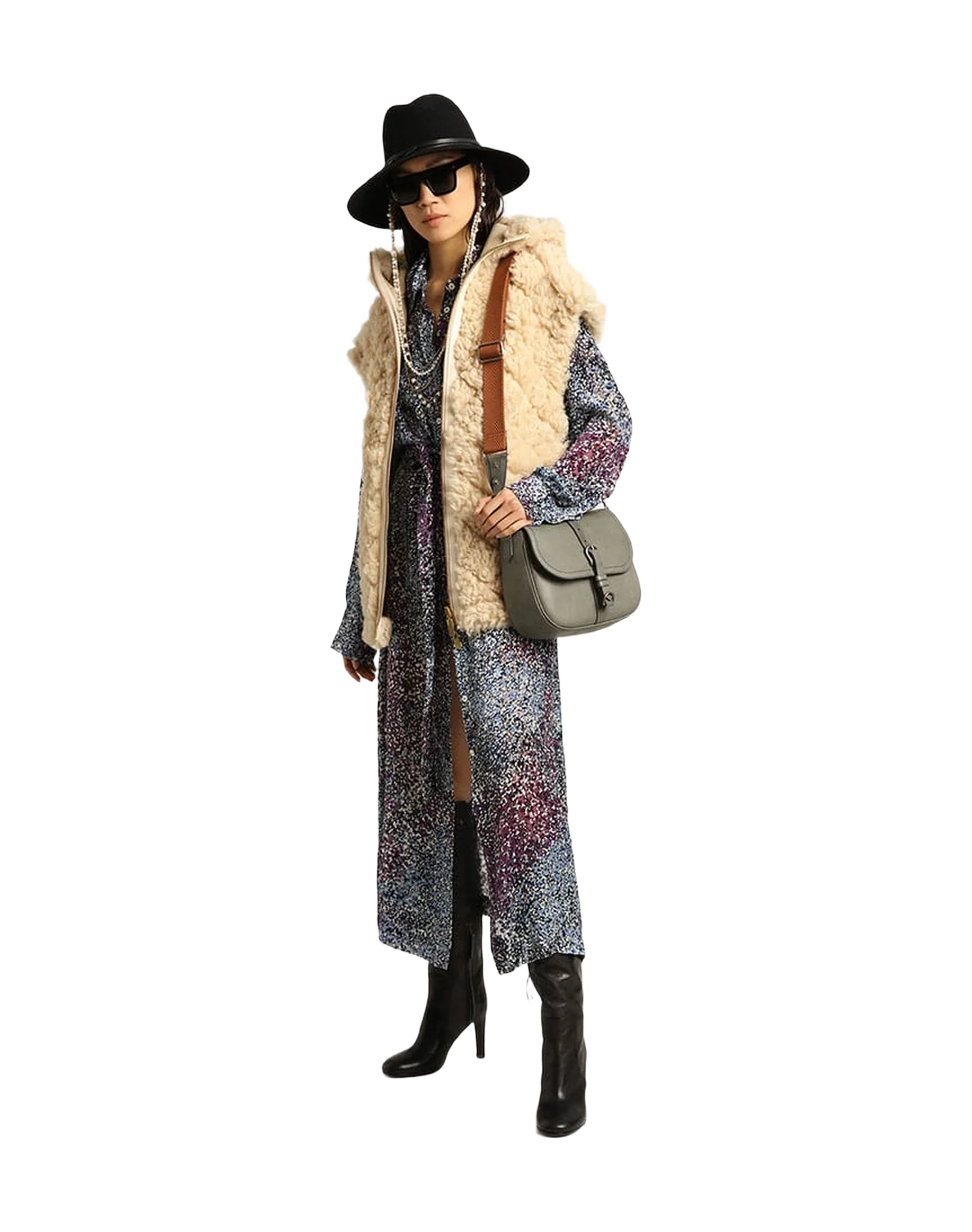 Women | Francis Bag Medium Stone Gray Leather | Stone Grey - Image 3