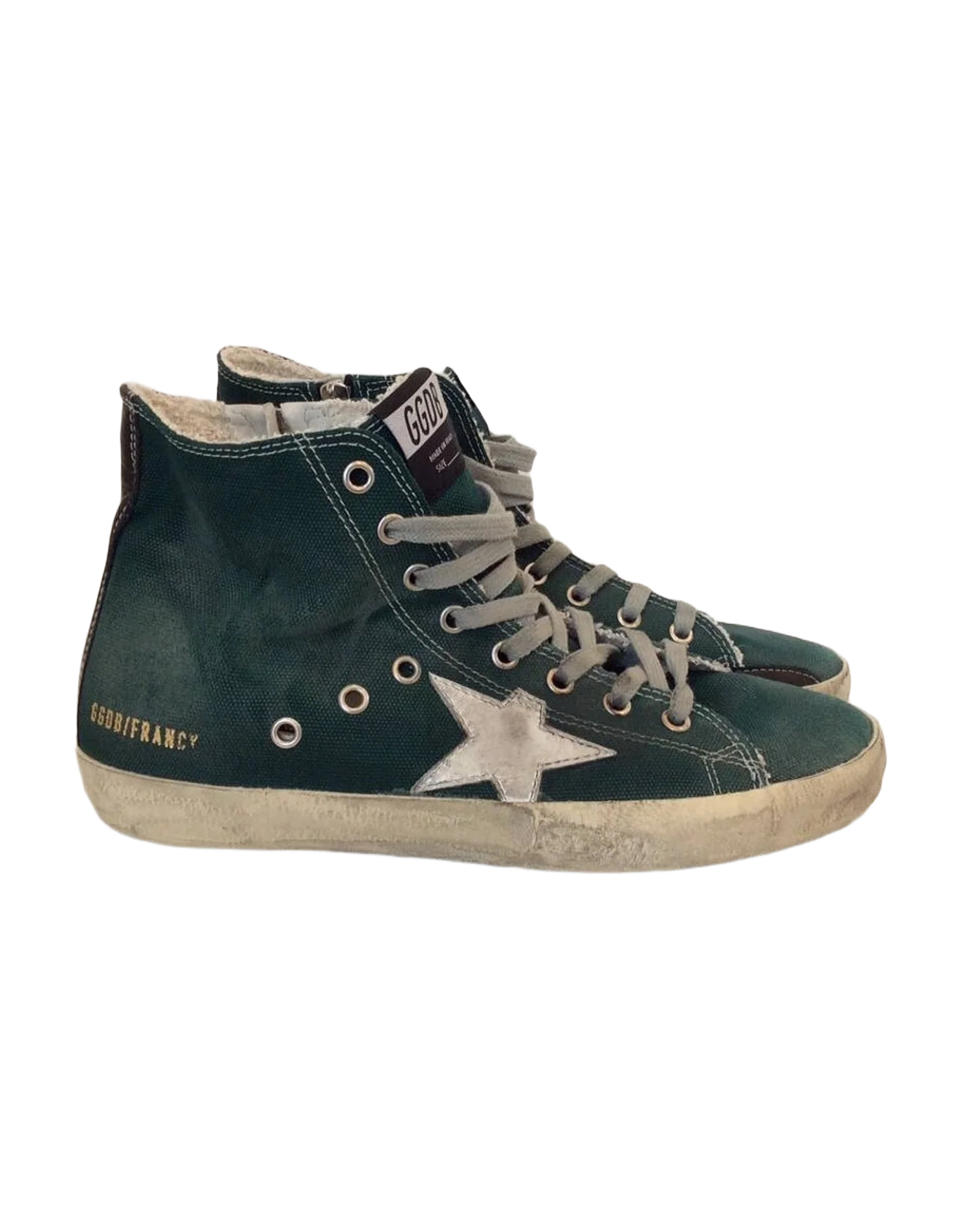 Women | Francy Canvas Upper Leather Star & Heel | Green x White