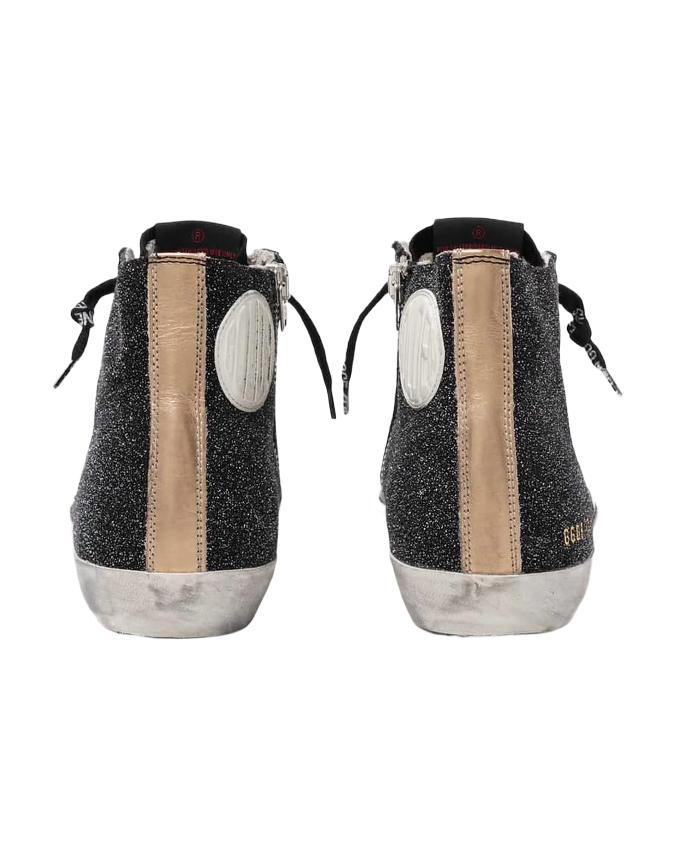 Women | Francy Sneakers Black Glitter with Silver Leather Star | Black x Silver x Brown - Image 6