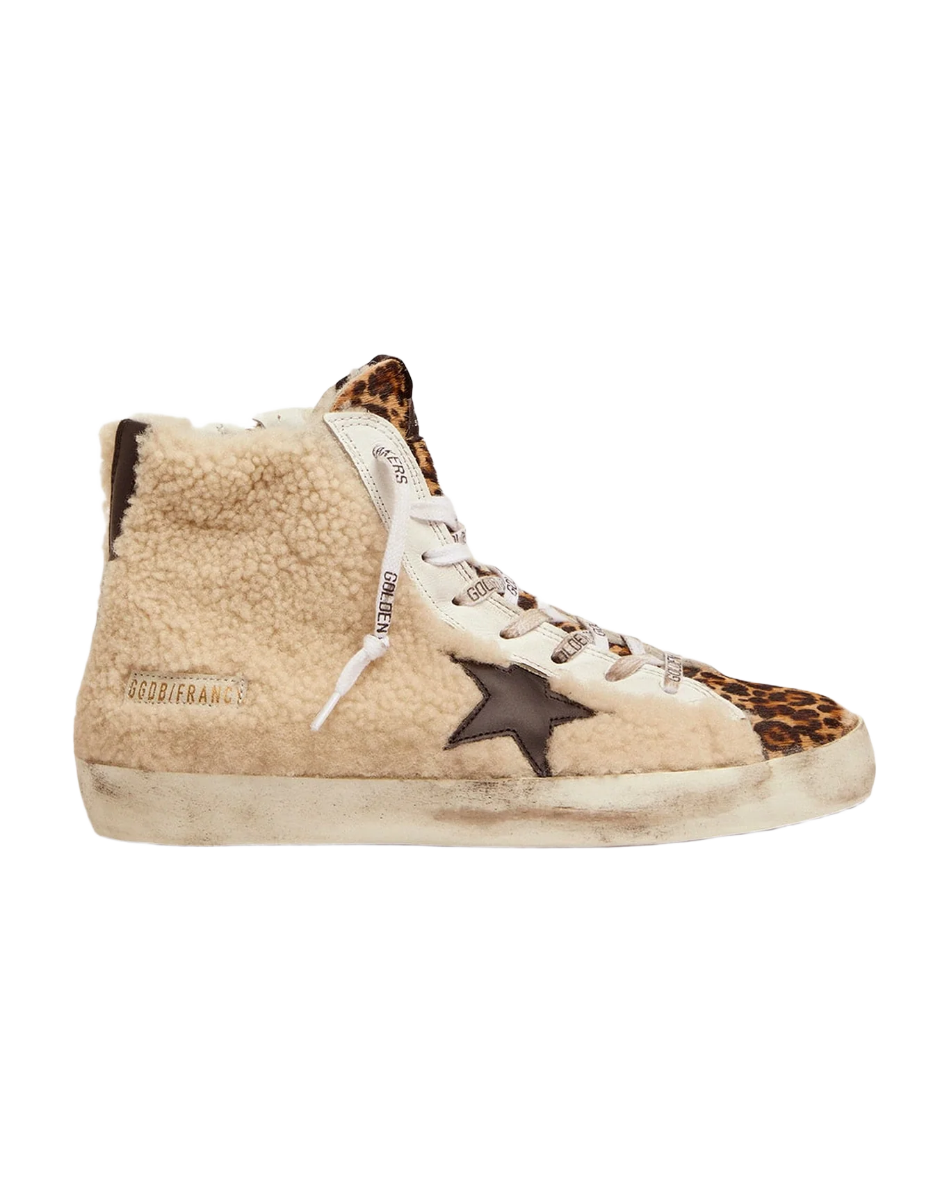 Women | Francy Sneakers Made Of Shearling & Pony Skin with A Leopard Print | Beige x Beige Brown Leo x Black - Image 6