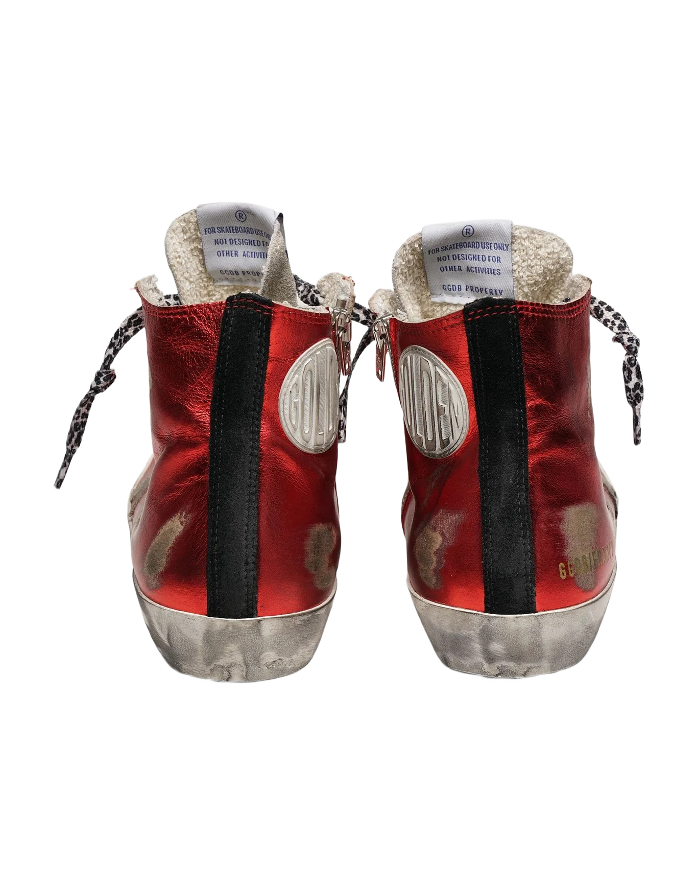 Women | Francy Sneakers Red Laminated Leather with Leopard-Print Laces - Image 4