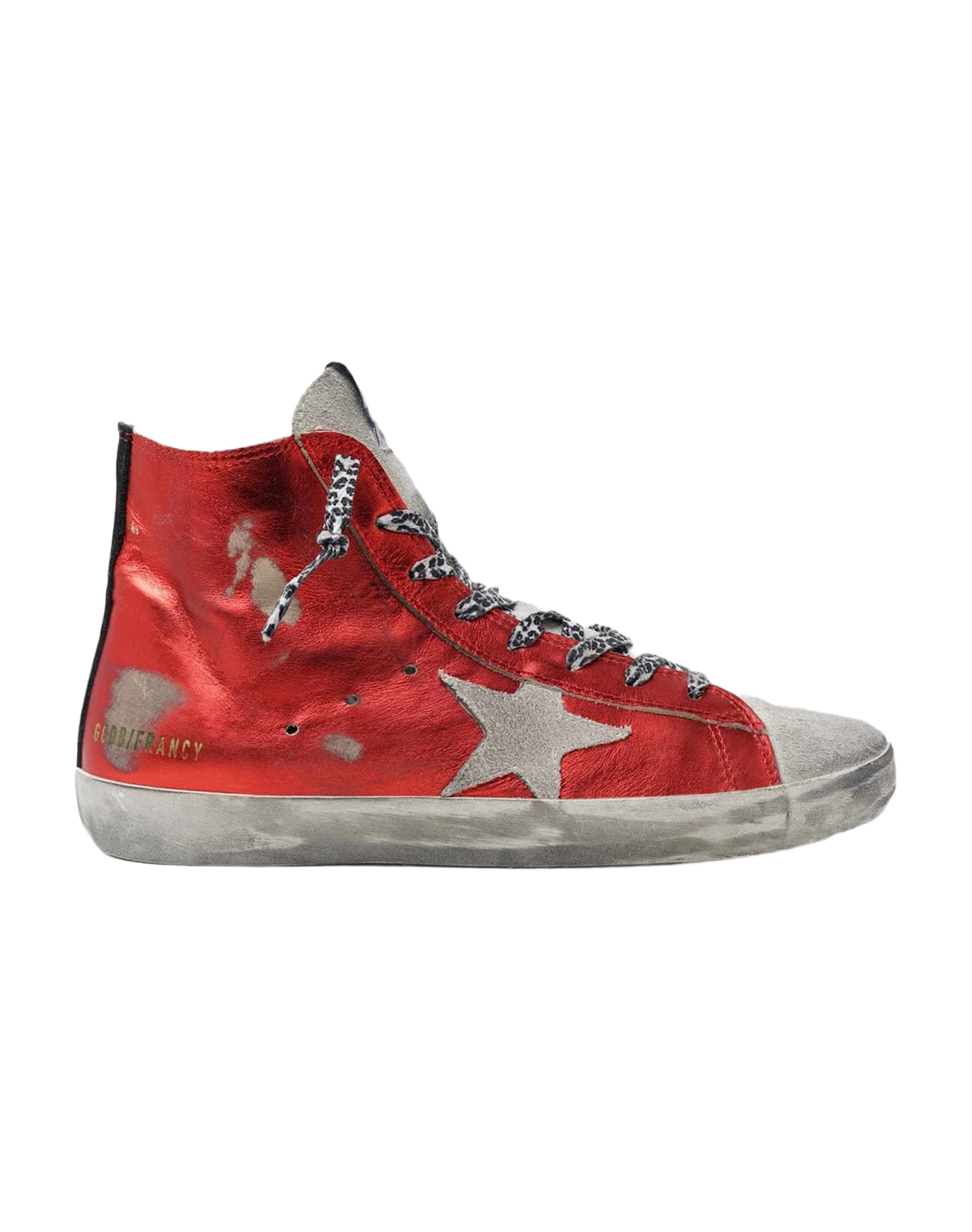 Women | Francy Sneakers Red Laminated Leather with Leopard-Print Laces - Image 5