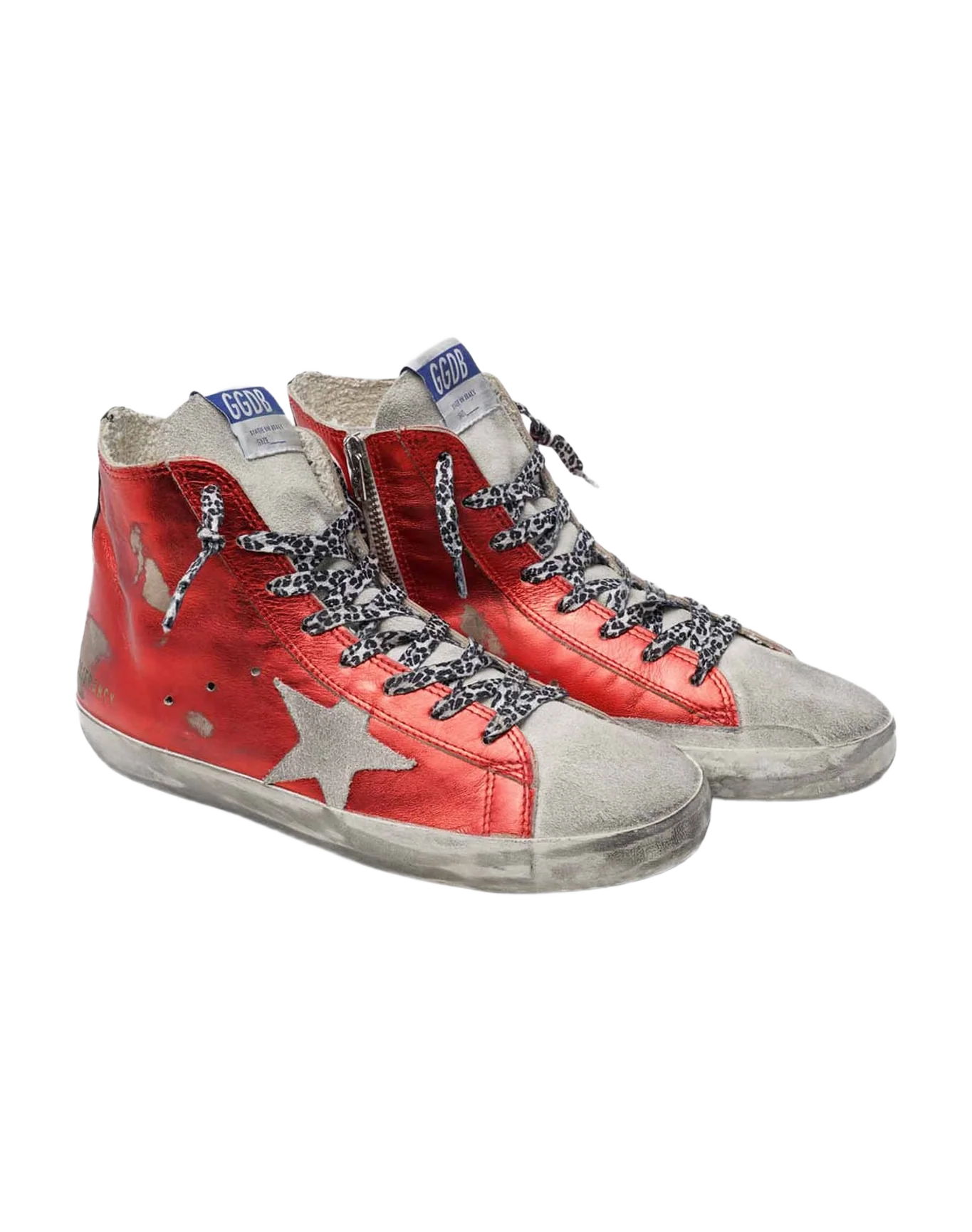 Women | Francy Sneakers Red Laminated Leather with Leopard-Print Laces - Image 6