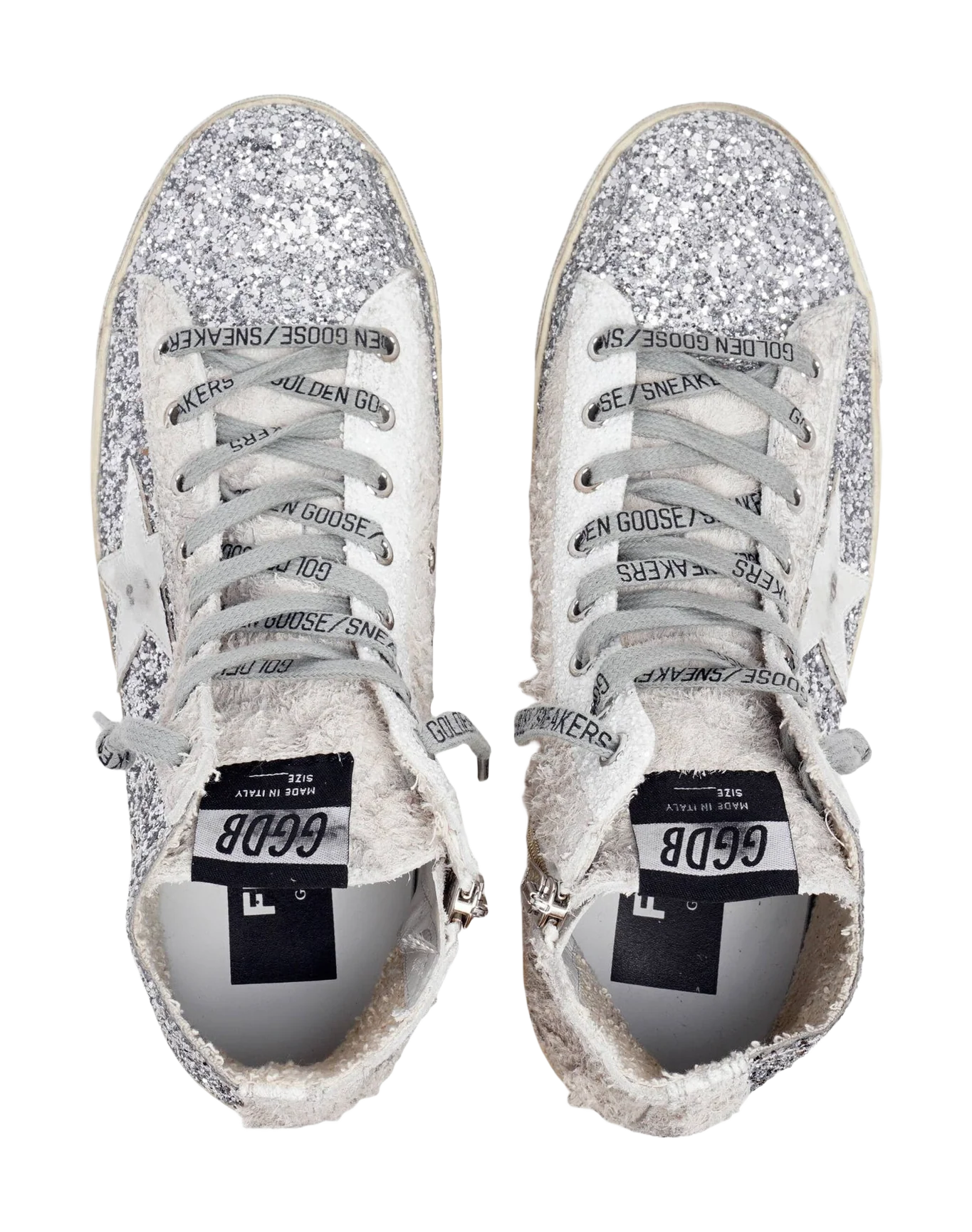 Women | Francy Sneakers Silver Glitter with White Leather Star | Silver x Ice x White