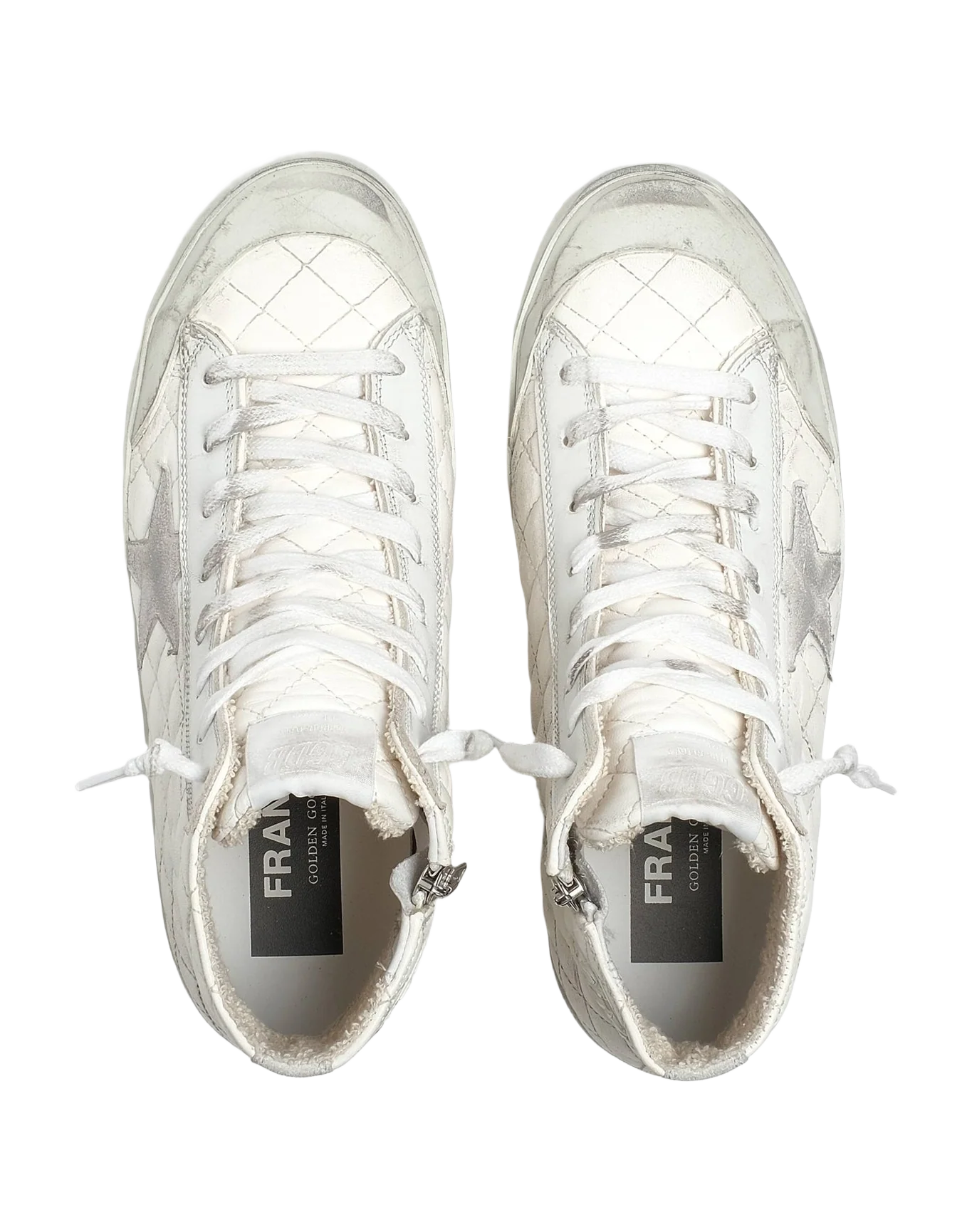 Women | Francy Sneakers White Padded Leather with Suede Star | Optic White
