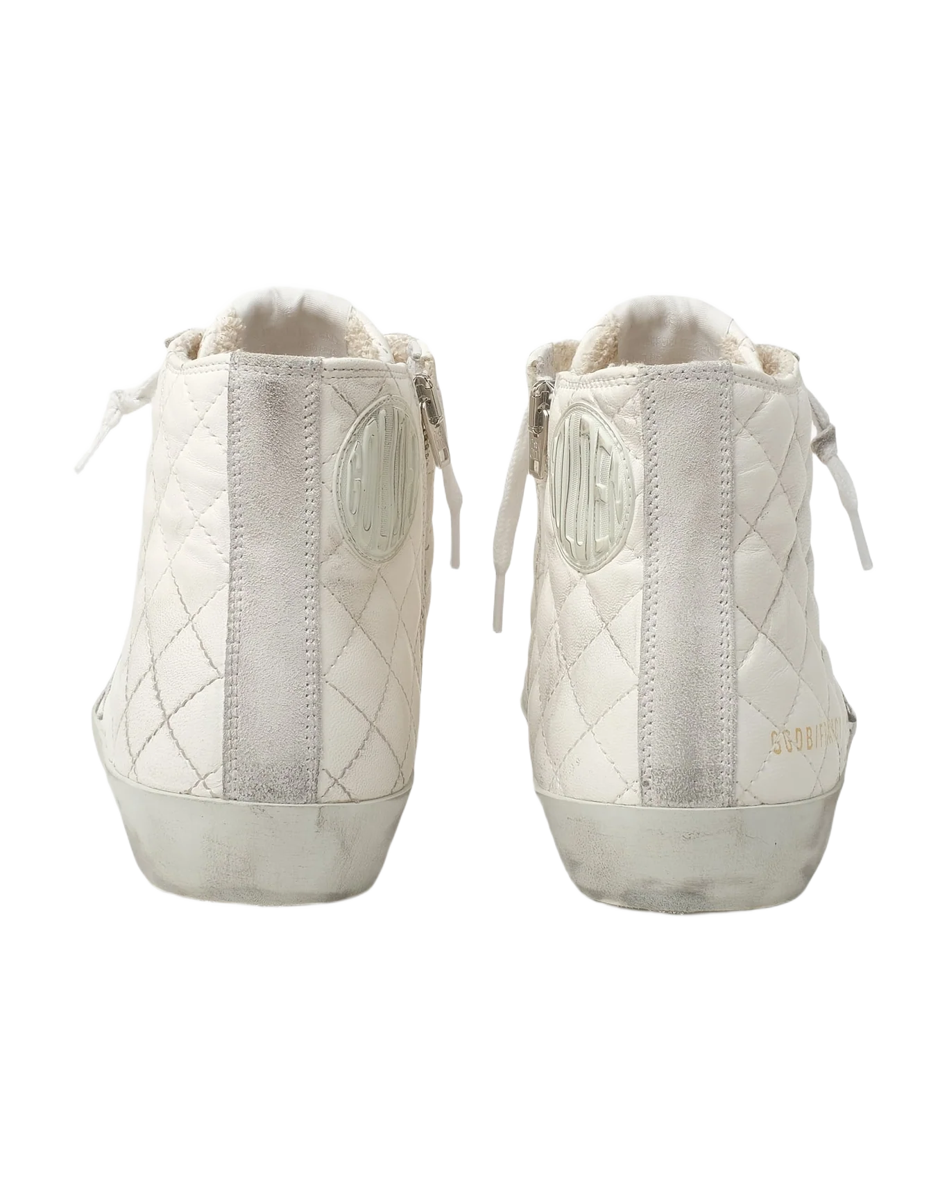 Women | Francy Sneakers White Padded Leather with Suede Star | Optic White - Image 2