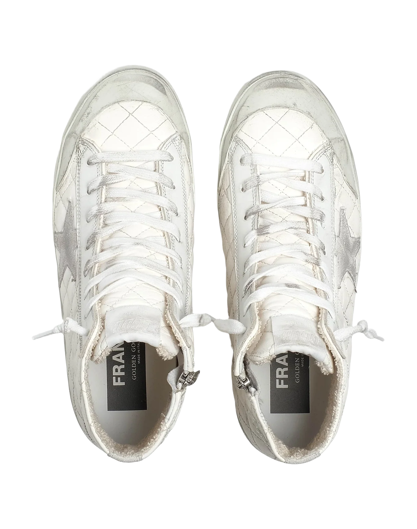 Women | Francy Sneakers White Padded Leather with Suede Star | Optic White - Image 6
