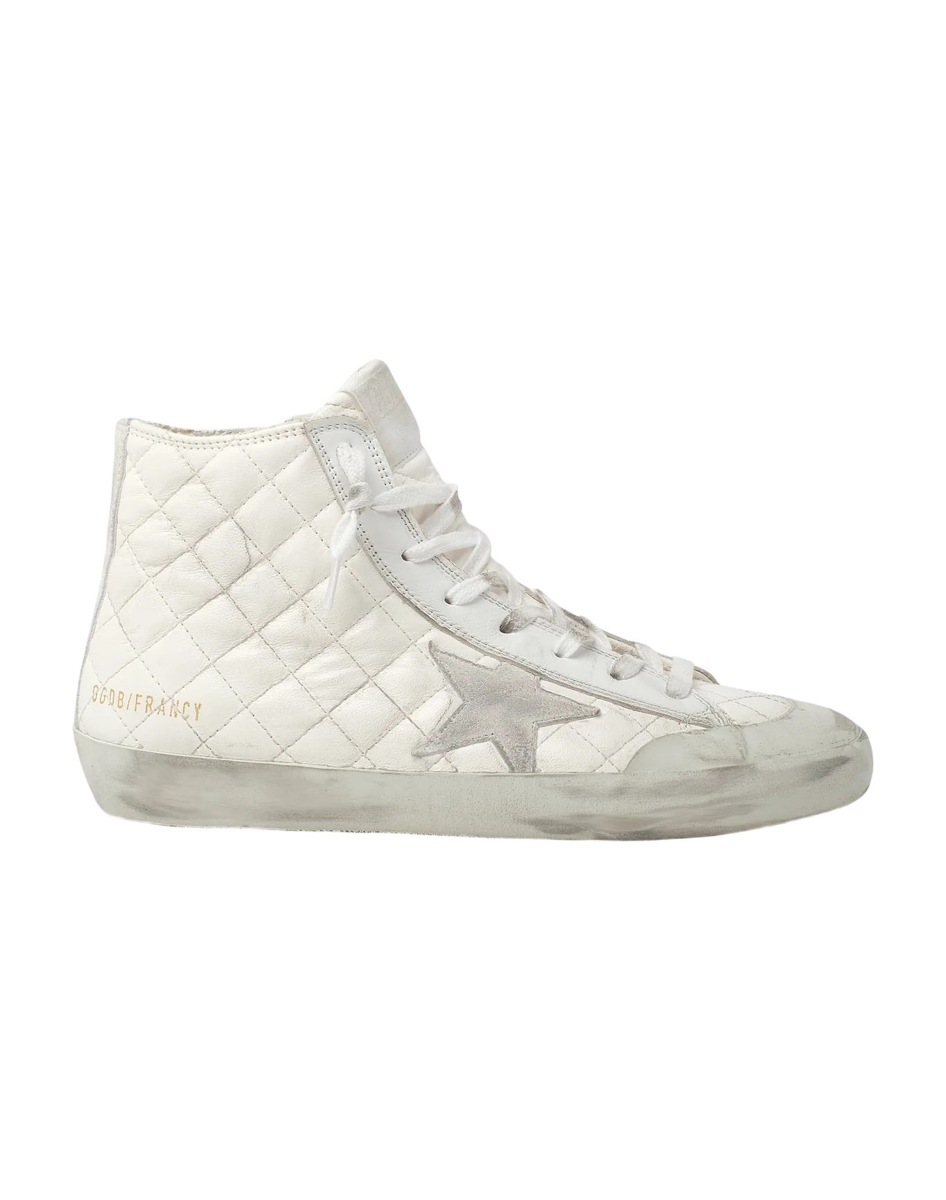 Women | Francy Sneakers White Padded Leather with Suede Star | Optic White - Image 7