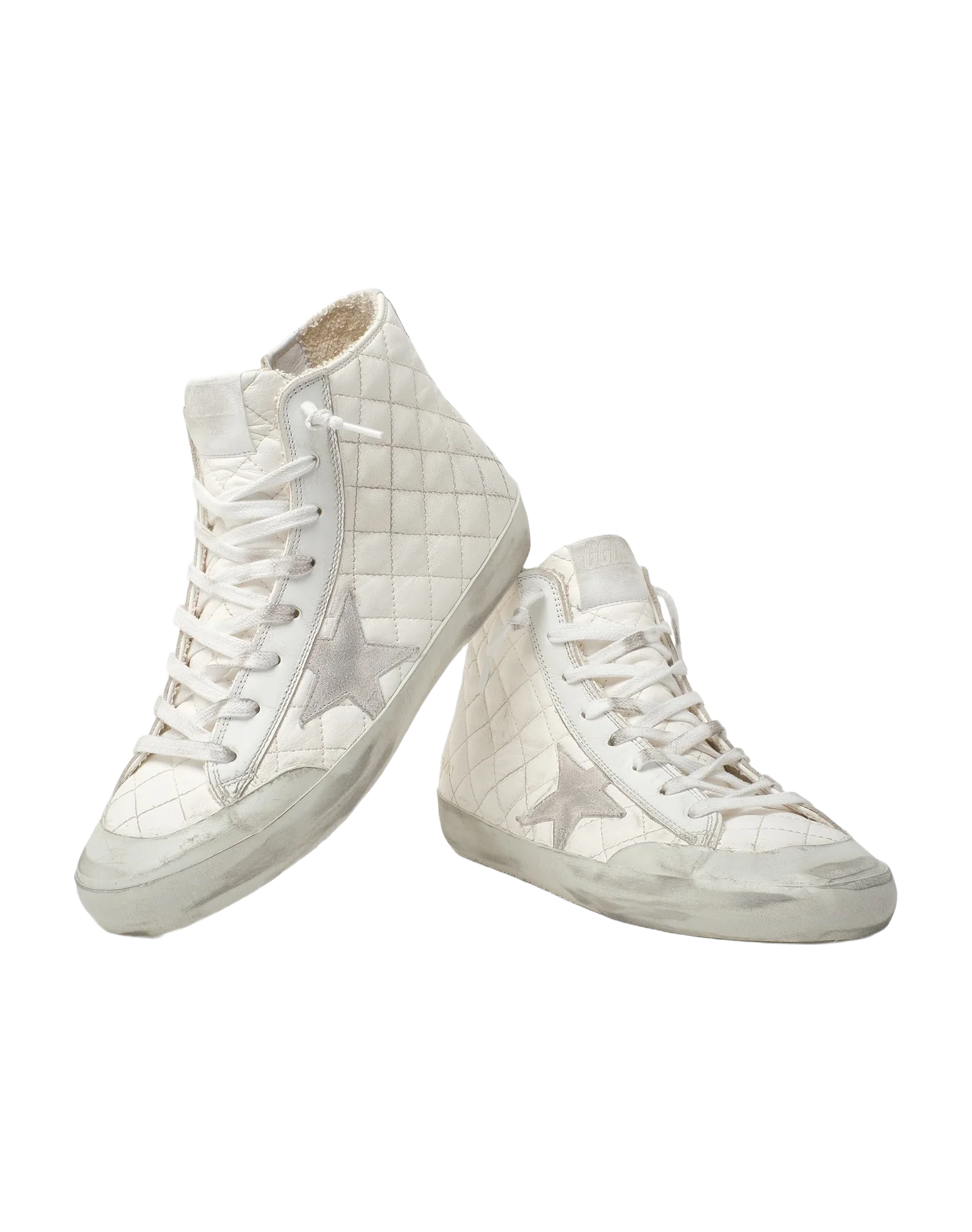 Women | Francy Sneakers White Padded Leather with Suede Star | Optic White - Image 9