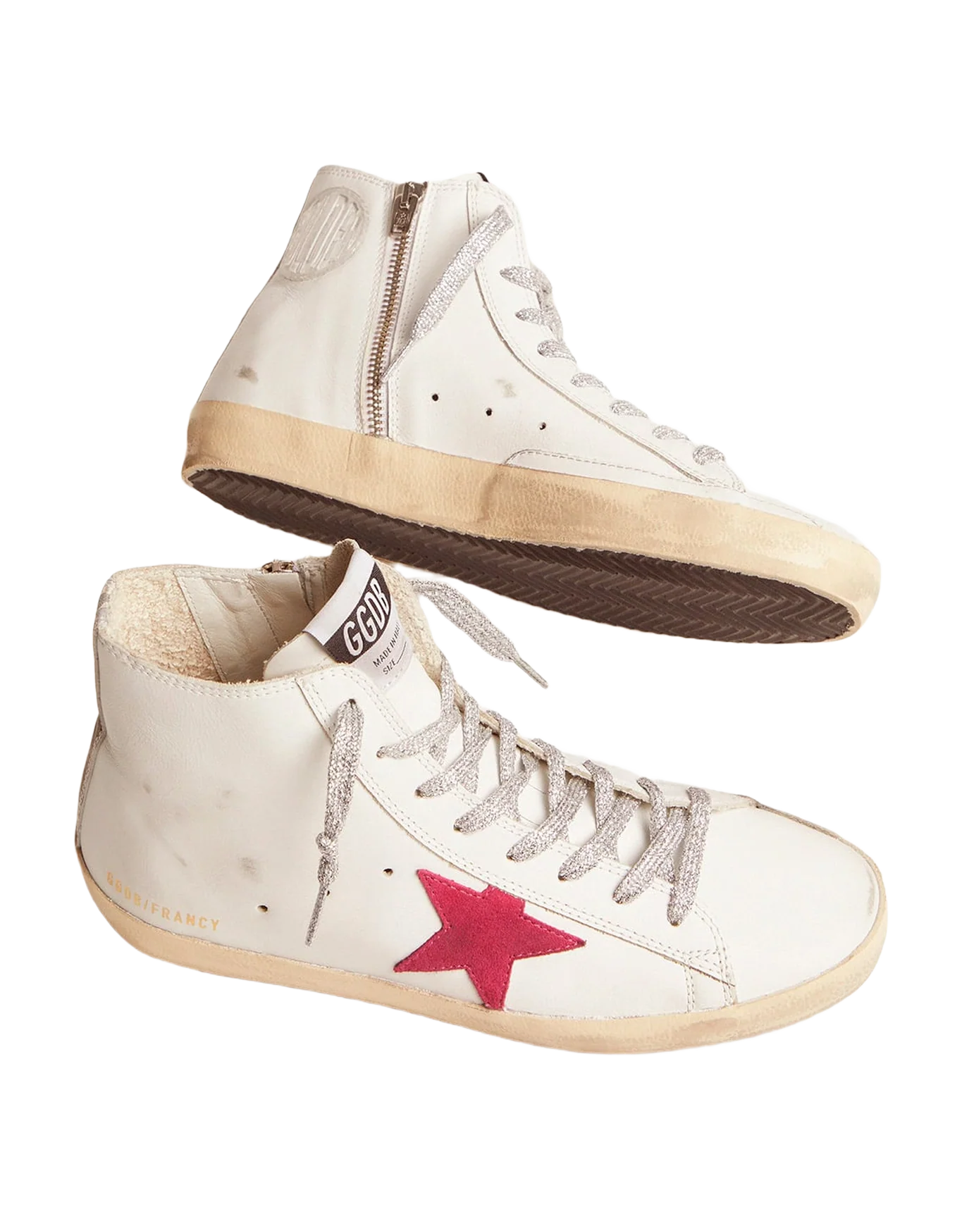 Women | Francy Sneakers with Red Star & Camouflage Insert | White x Black Camouflage x Orchid Pink - Image 4