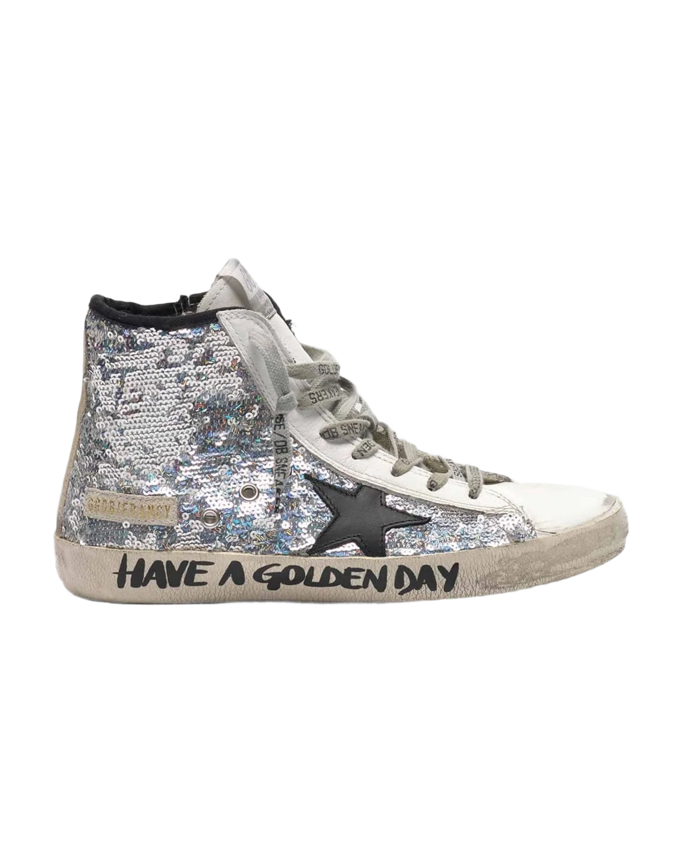 Women | Francy Sneakers with Silver Sequins & Handwritten Lettering