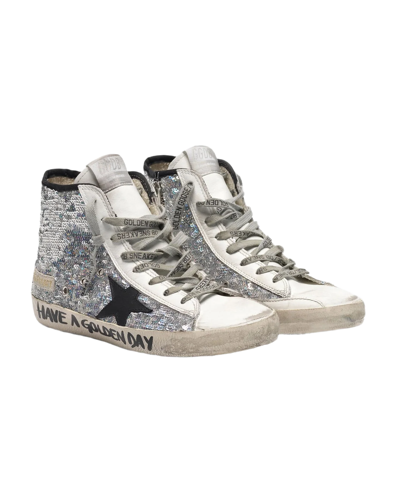 Women | Francy Sneakers with Silver Sequins & Handwritten Lettering - Image 3