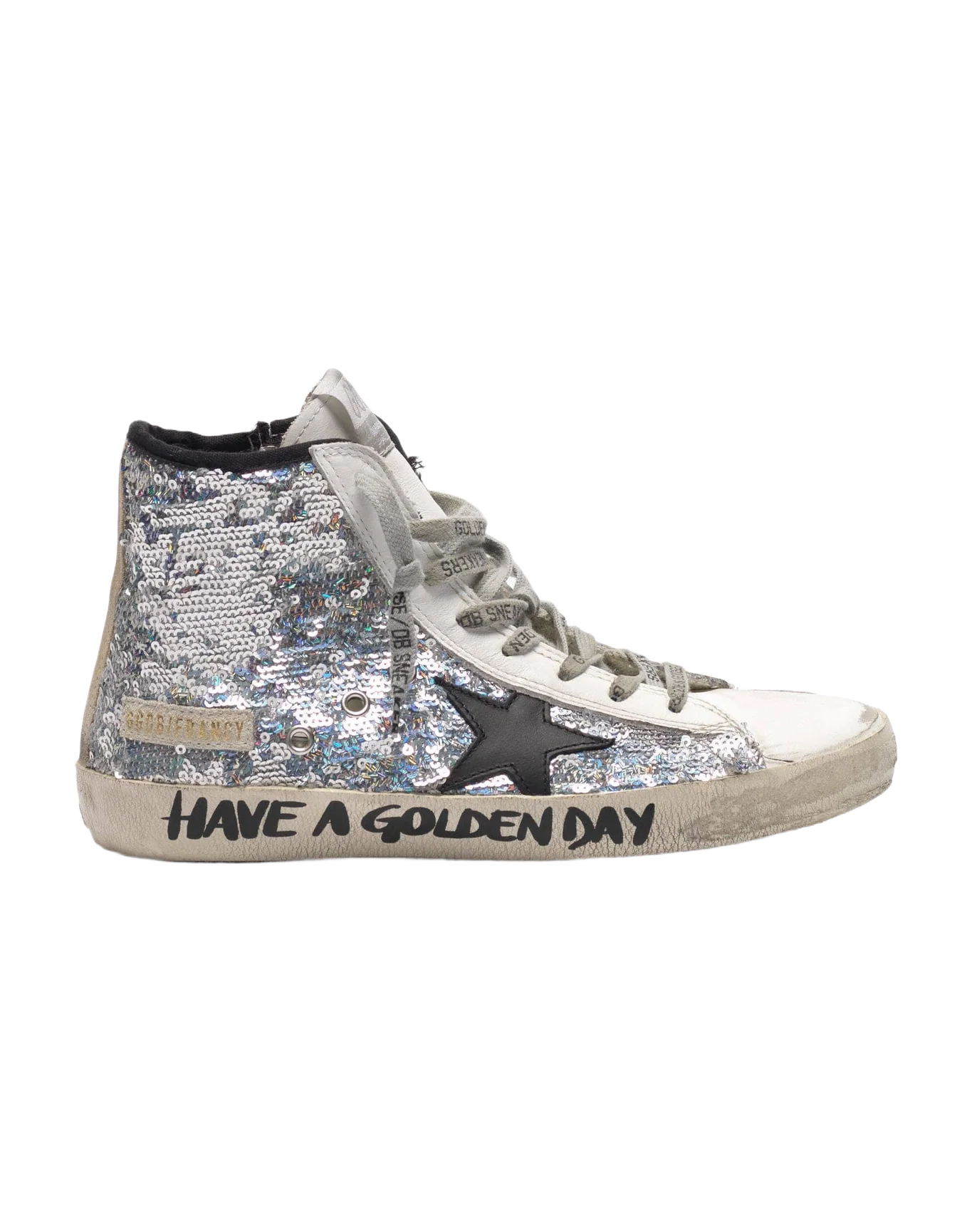 Women | Francy Sneakers with Silver Sequins & Handwritten Lettering - Image 4