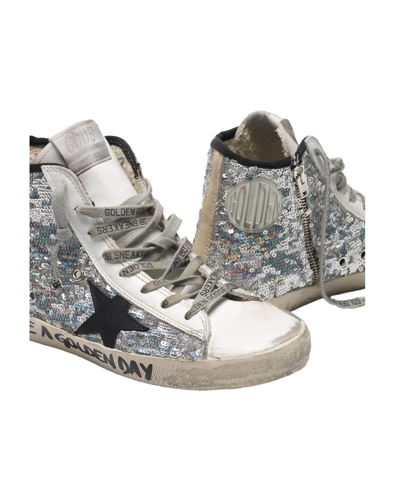 Women | Francy Sneakers with Silver Sequins & Handwritten Lettering - Image 5