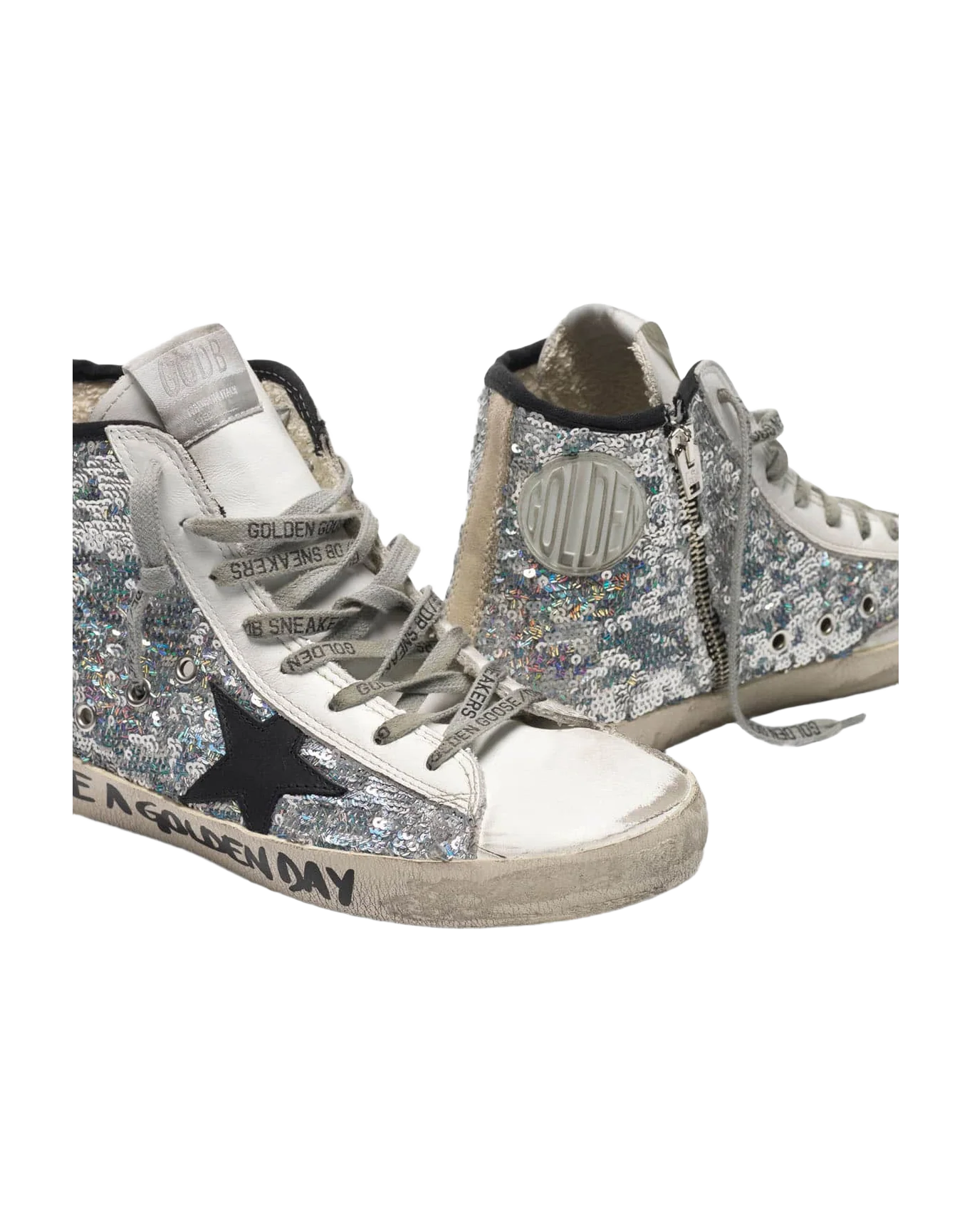 Women | Francy Sneakers with Silver Sequins & Handwritten Lettering - Image 7