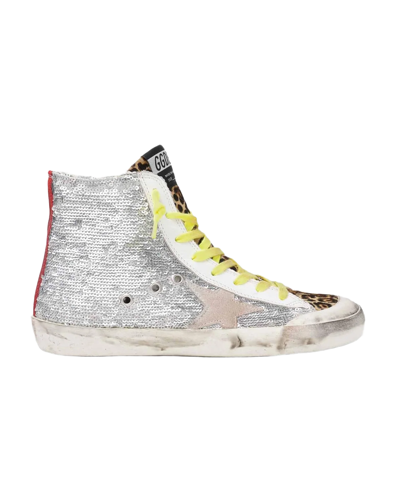 Women | Francy Sneakers with Silver Sequins & Leopard-Print Pony Skin - Image 2