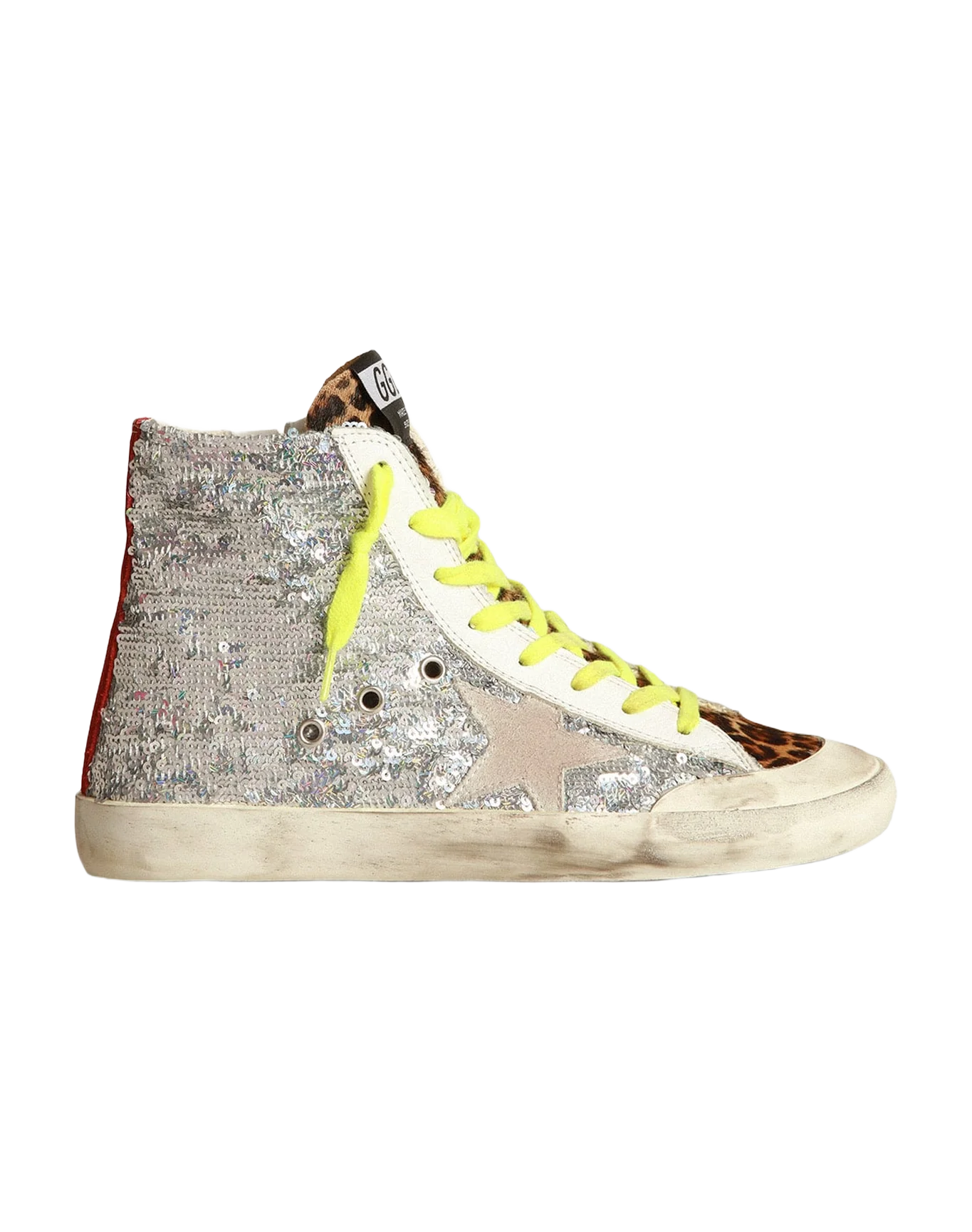 Women | Francy Sneakers with Silver Sequins & Leopard-Print Pony Skin | Silver x Beige Brown Leo x Ice x Red - Image 5