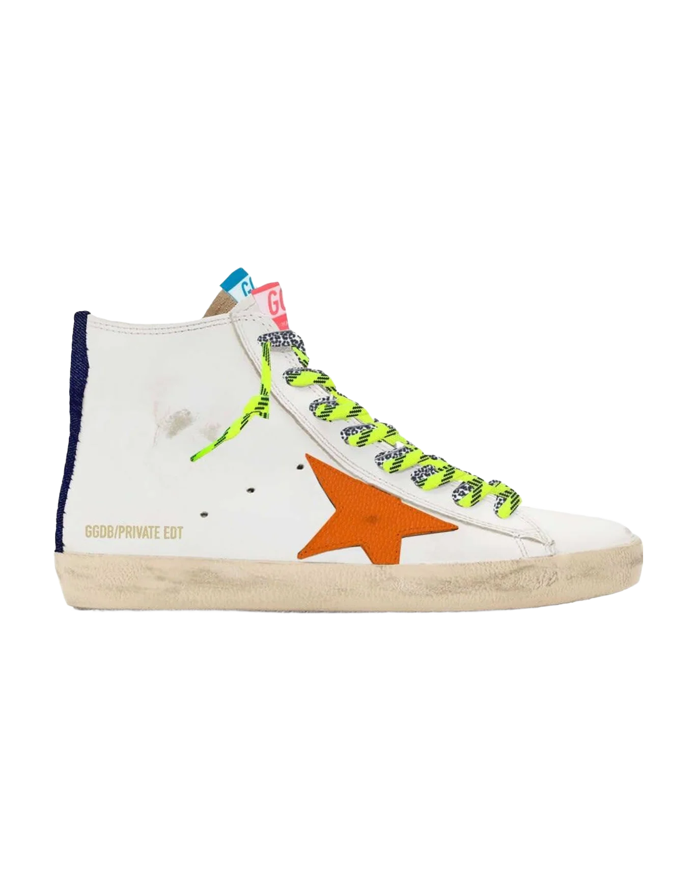 Women | Francy White Leather with Orange Star