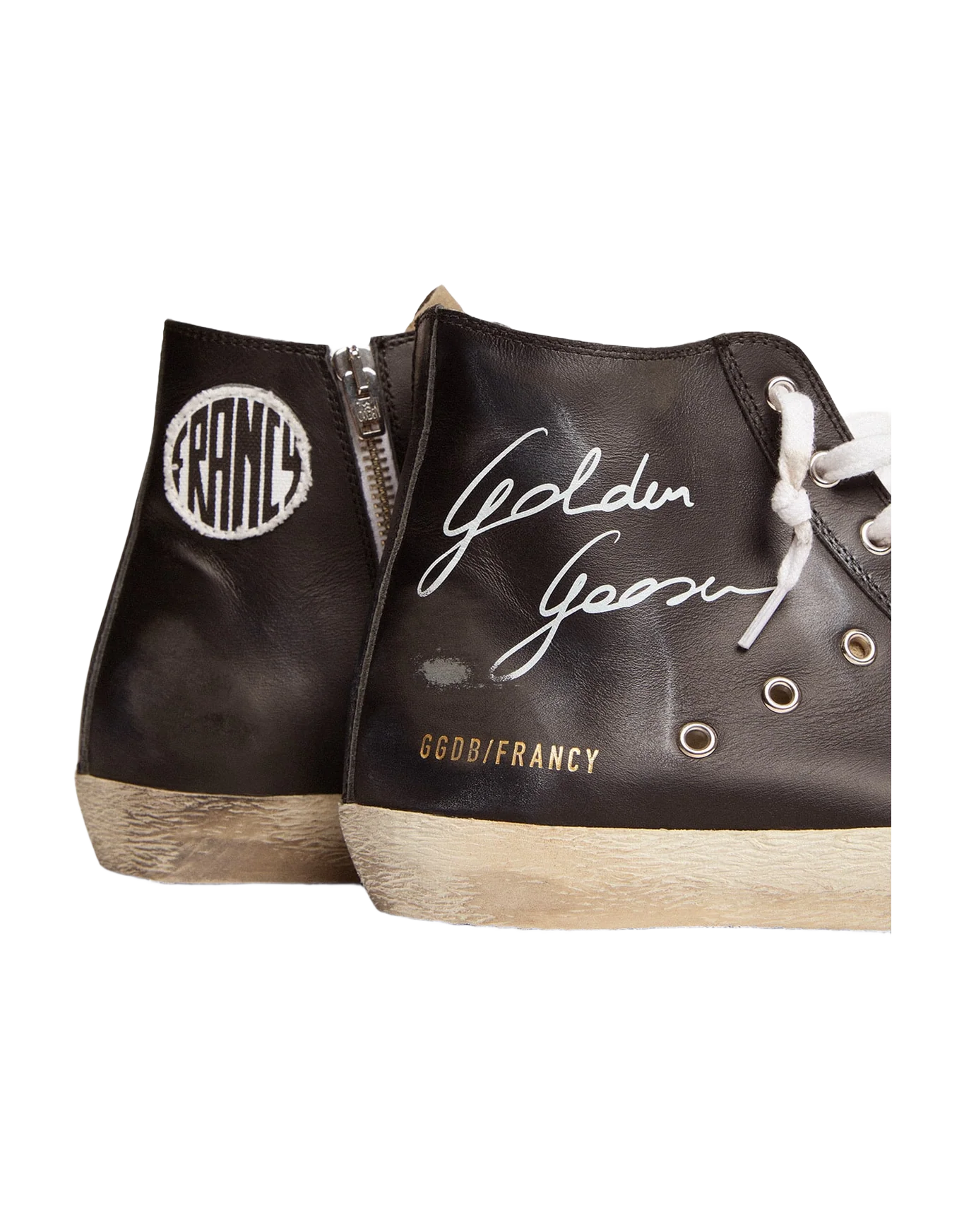 Women | Francy with Black Leather Upper & White Star | Black x Taupe x White - Image 7