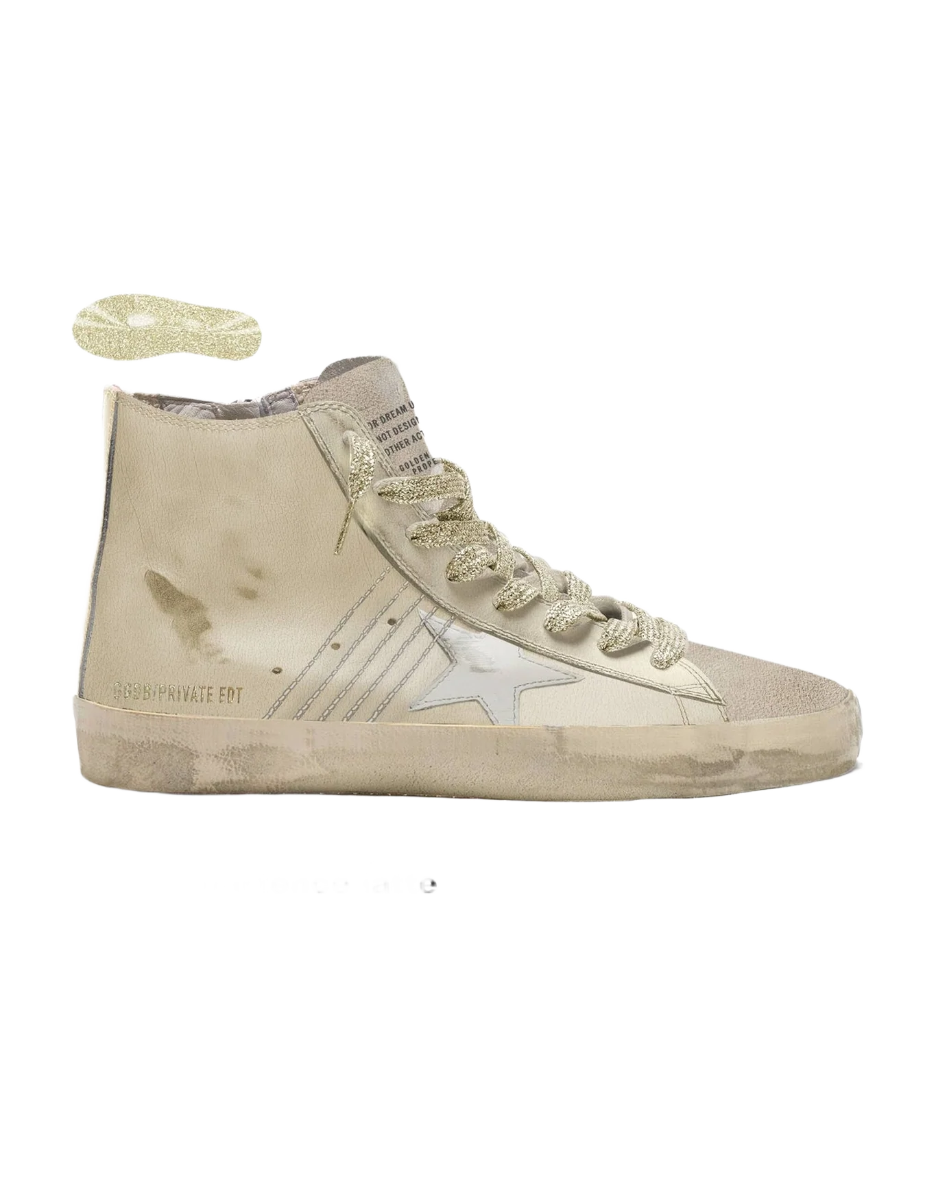 Women | Francy Wo Beige Leather with White Star & Gold Laces | Seedpearl x Buttercream x Latte