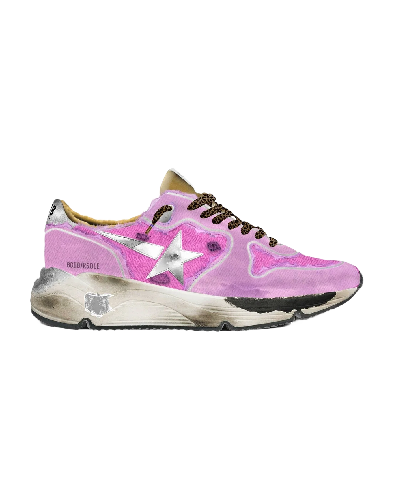 Women | Fuchsia Running Sole Ltd Sneakers with Raw Edges | Fuchsia x White