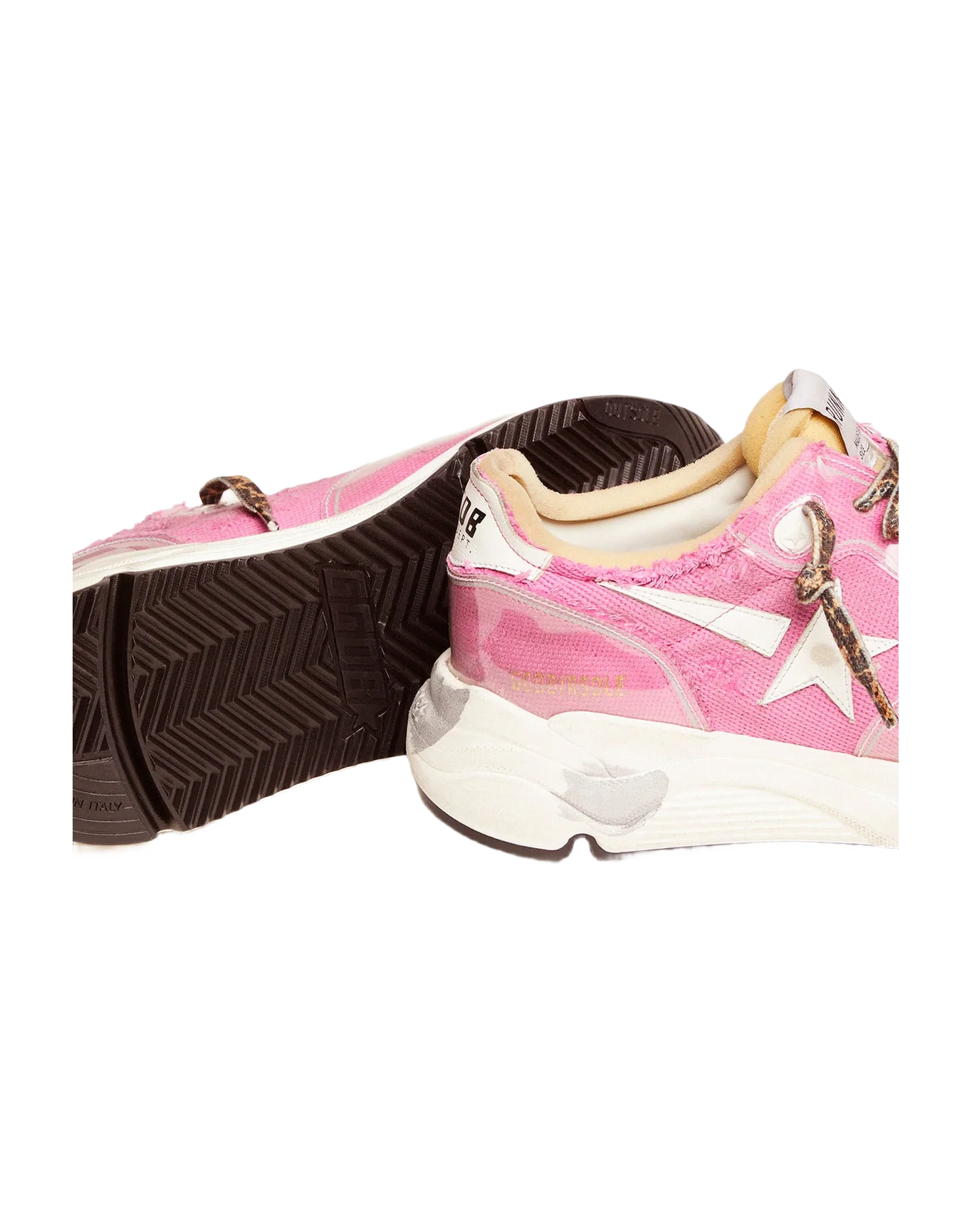 Women | Fuchsia Running Sole Ltd Sneakers with Raw Edges | Fuchsia x White - Image 2