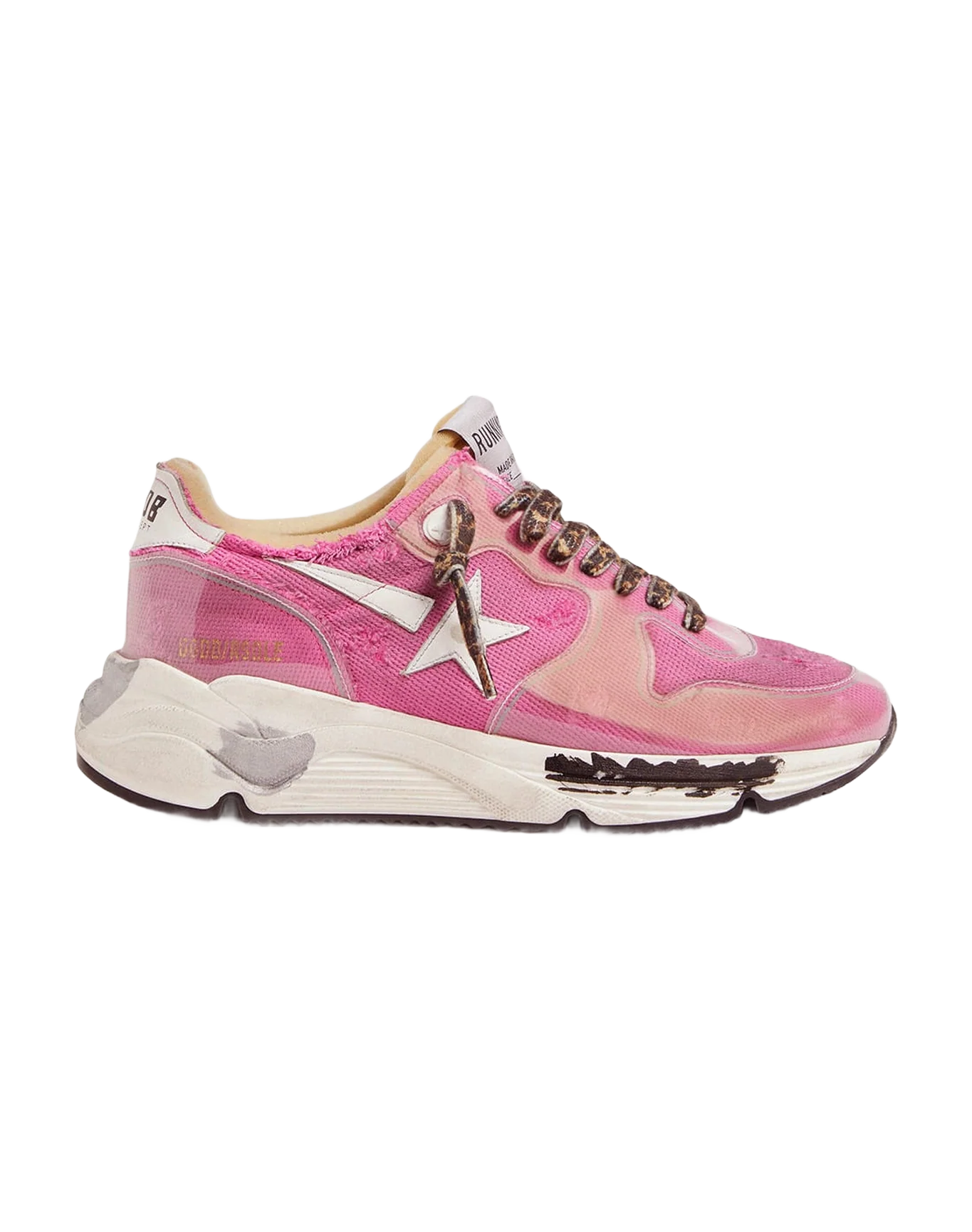 Women | Fuchsia Running Sole Ltd Sneakers with Raw Edges | Fuchsia x White - Image 3