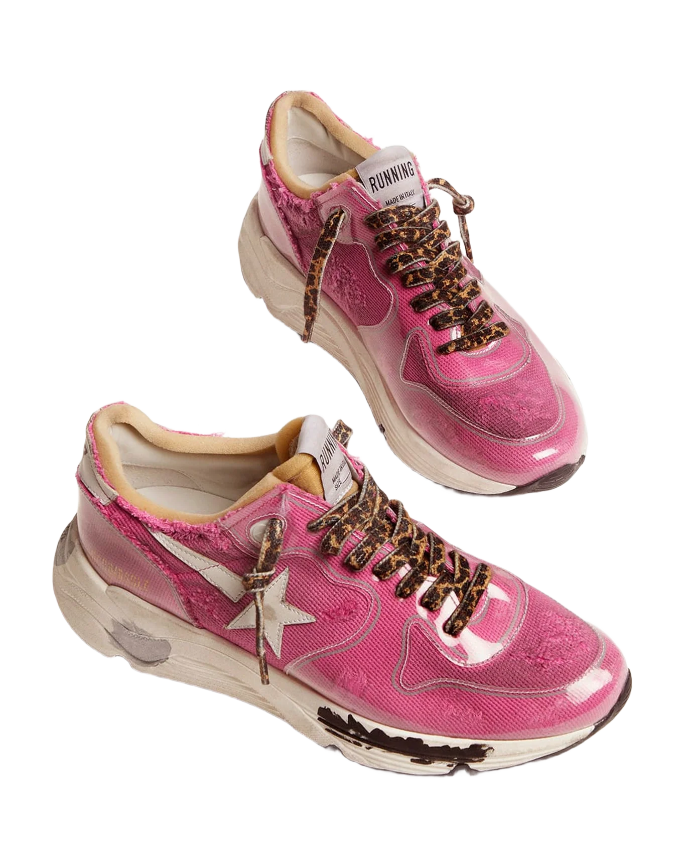 Women | Fuchsia Running Sole Ltd Sneakers with Raw Edges | Fuchsia x White - Image 5