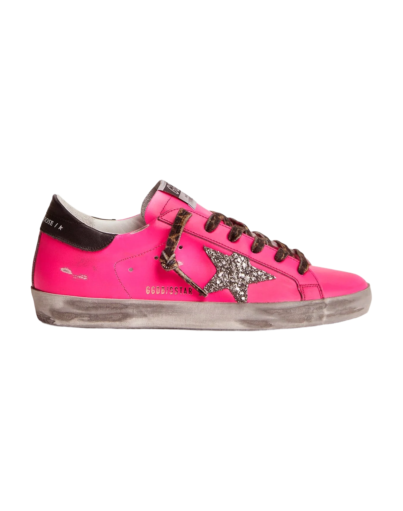 Women | Fuchsia Super-Star Sneakers with Glitter Star | Fuchsia Fluo x Silver x Black - Image 4