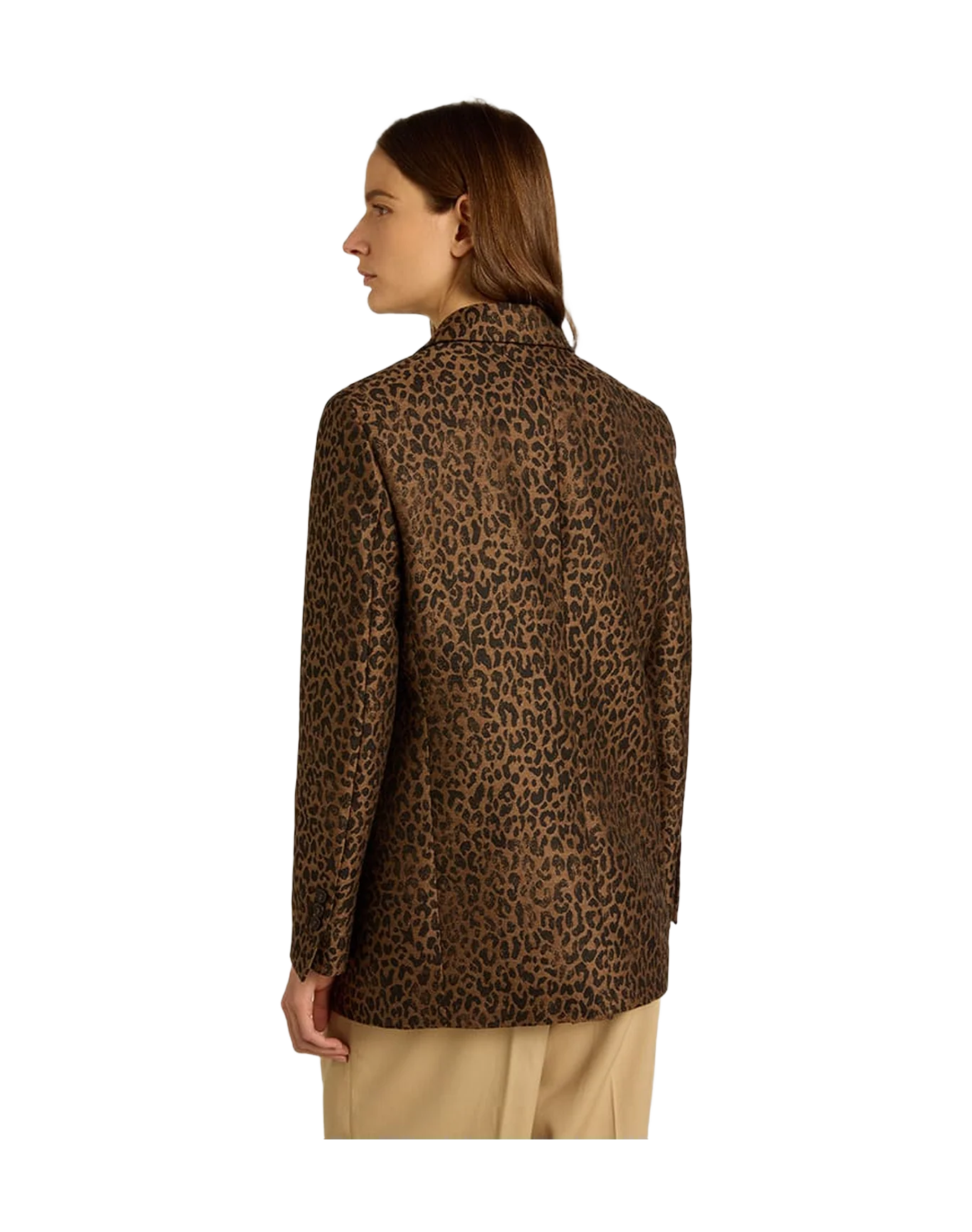 Women | Golden Collection Single-Breasted Blazer Wool with Jacquard Animal Pattern | New Bison x Black - Image 11