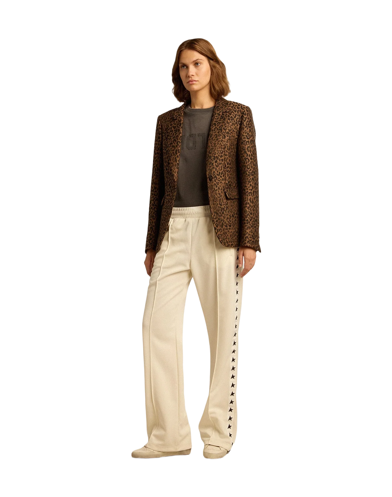 Women | Golden Collection Single-Breasted Blazer Wool with Jacquard Animal Pattern | New Bison x Black - Image 3