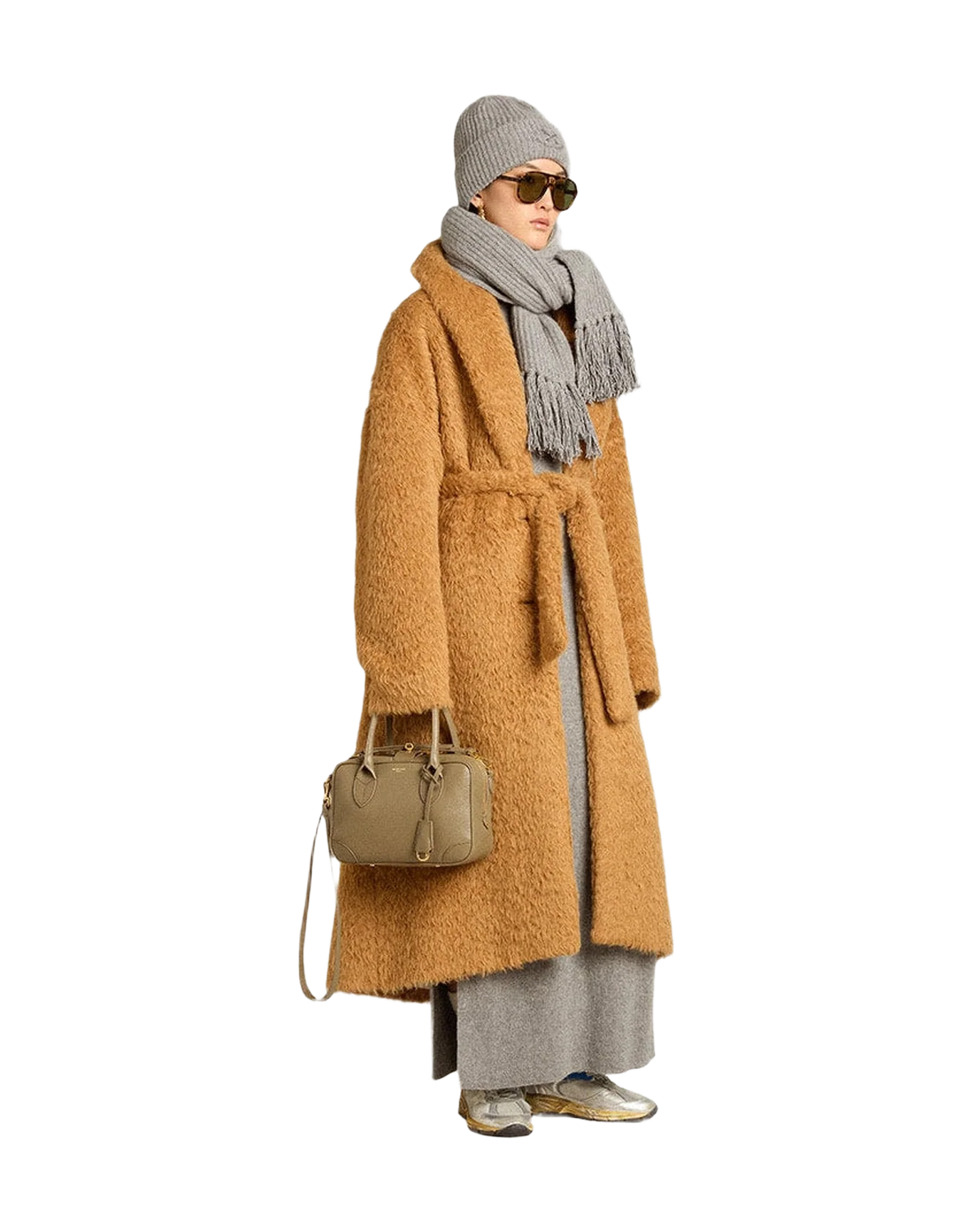 Women | Gray Melange Ribbed Woolen Dress with High Neck | Grey Melange - Image 10