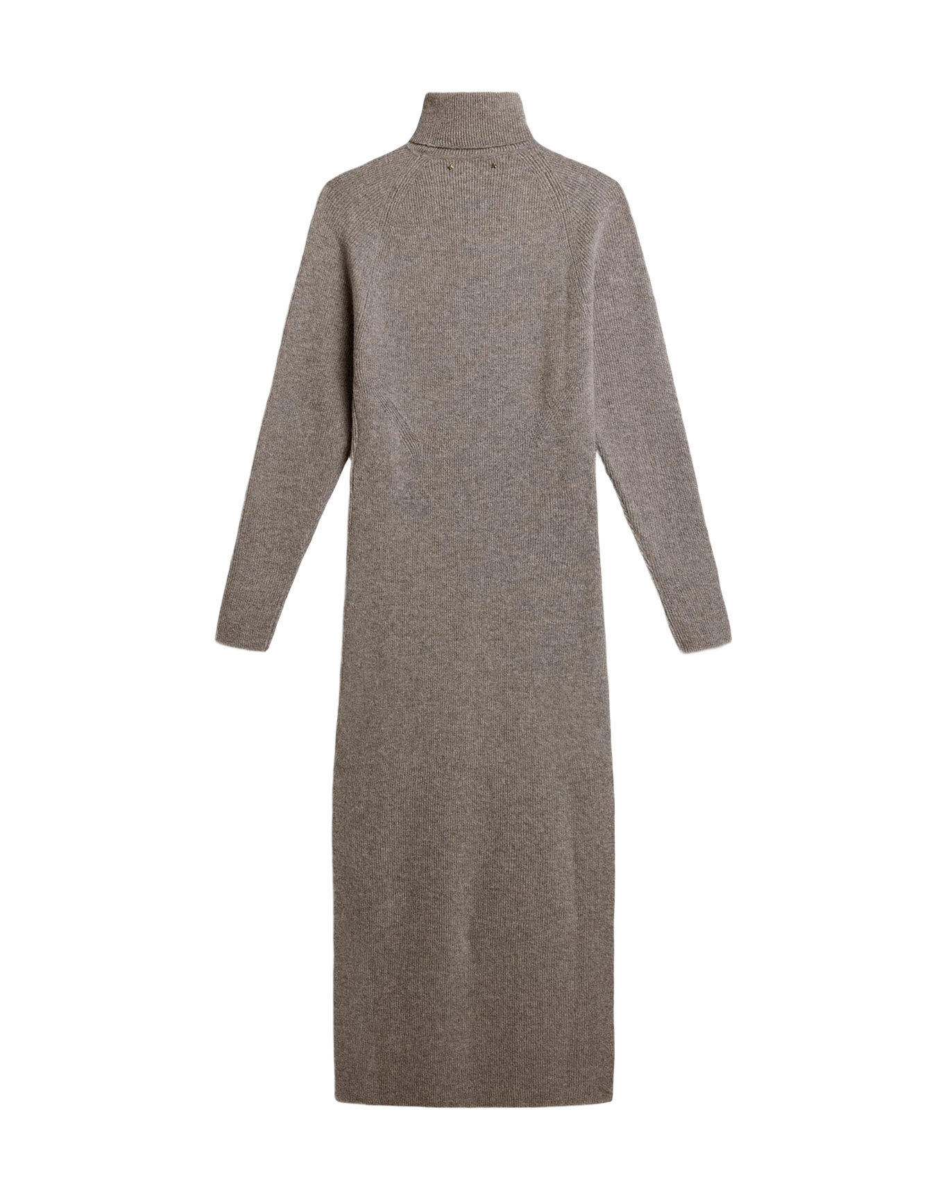 Women | Gray Melange Ribbed Woolen Dress with High Neck | Grey Melange - Image 11