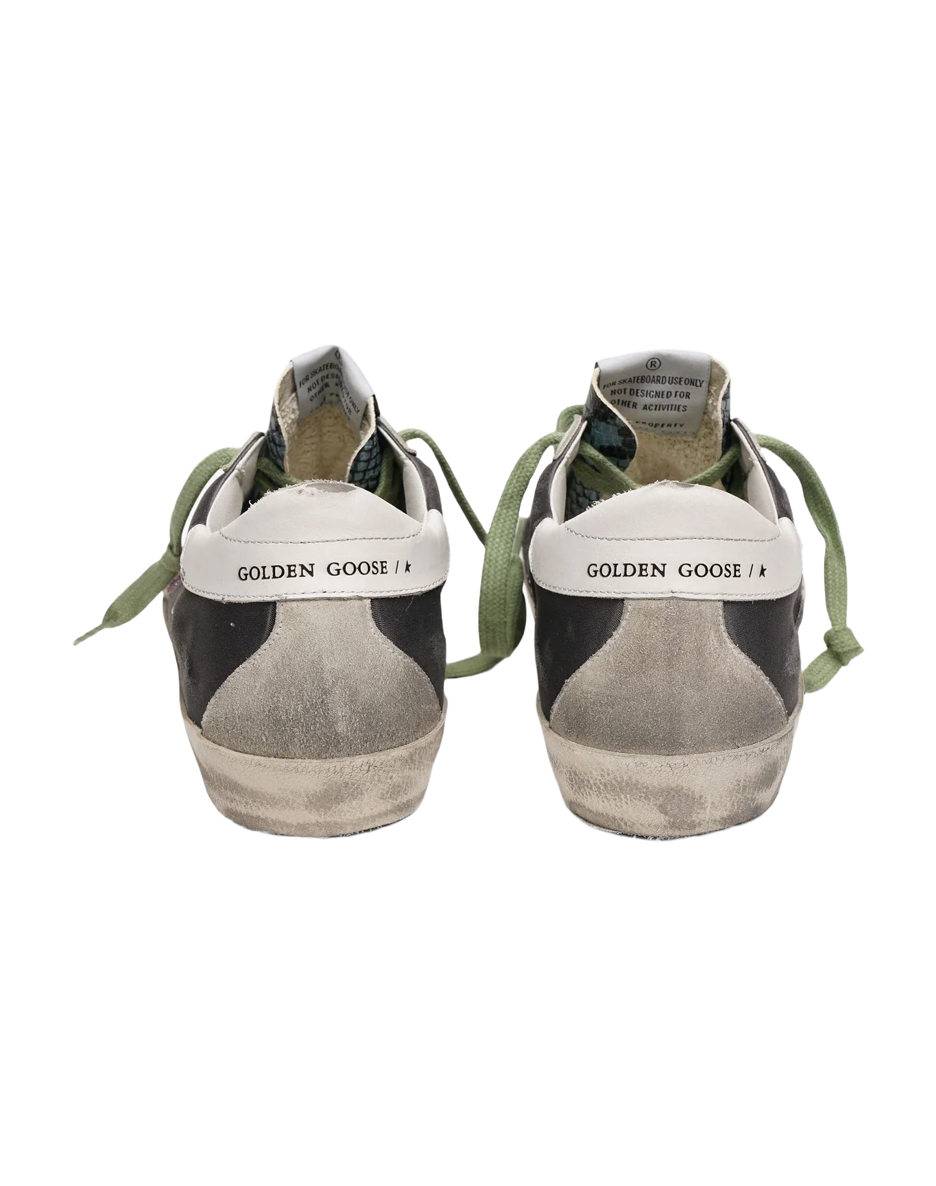 Women | Grey & Python-Print Superstar Sneakers with Glittery Star - Image 2