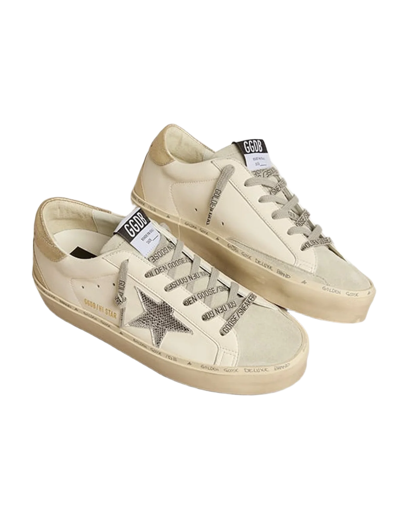 Women | Hi Star Cream with Silver Star & Golden Heel Tab | White x Ice x Silver x Platinum