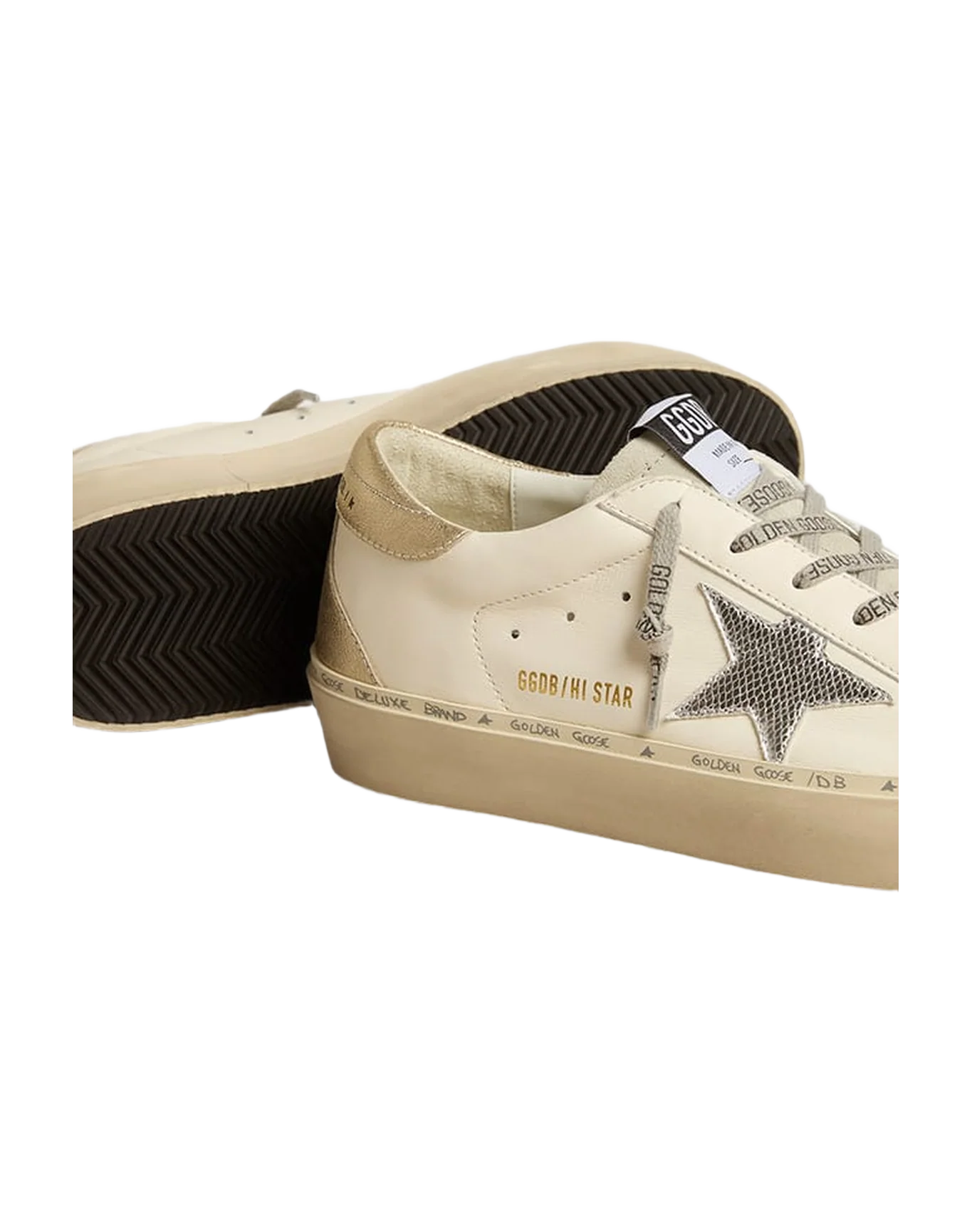 Women | Hi Star Cream with Silver Star & Golden Heel Tab | White x Ice x Silver x Platinum - Image 3
