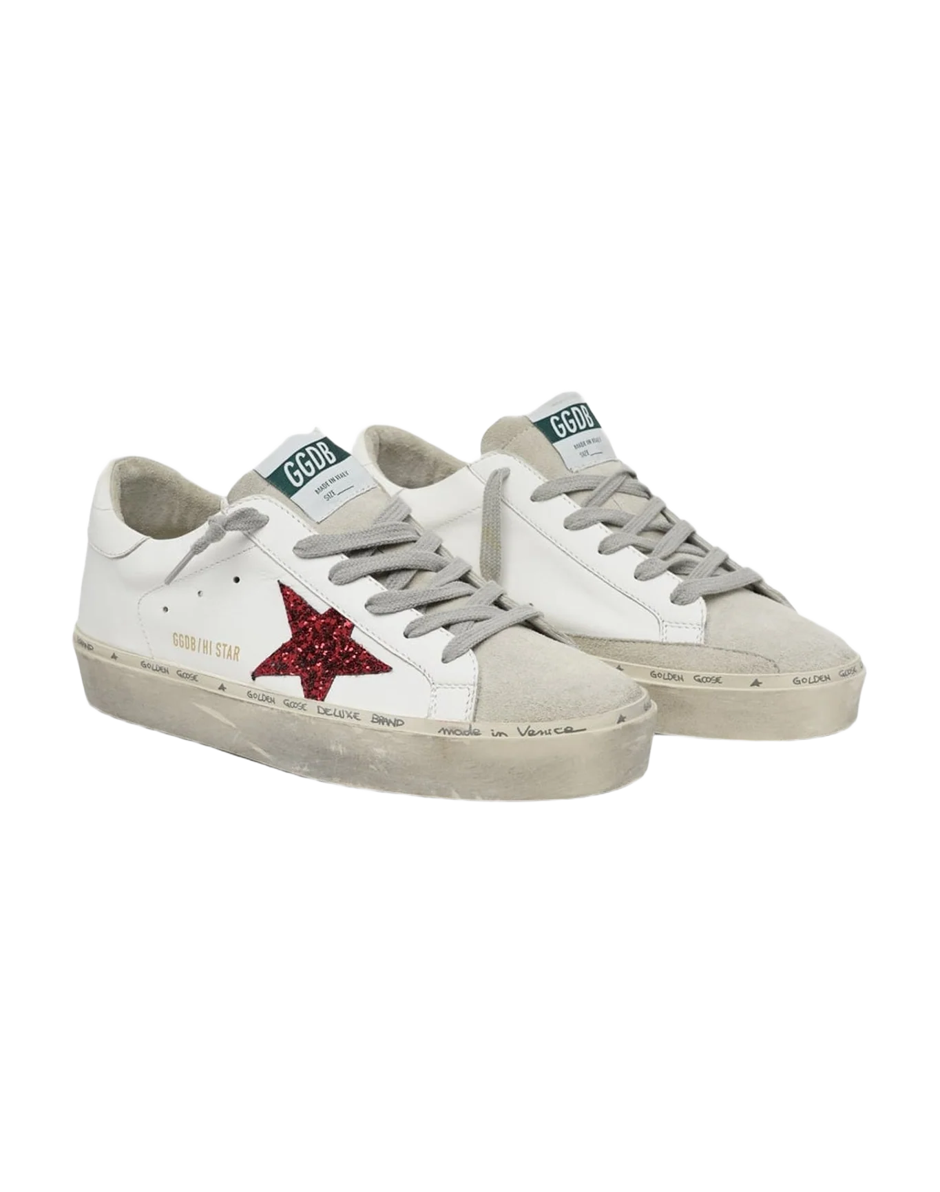 Women | Hi Star Leather Upper Glitter Star Suede Tongue | White x Ice x Red
